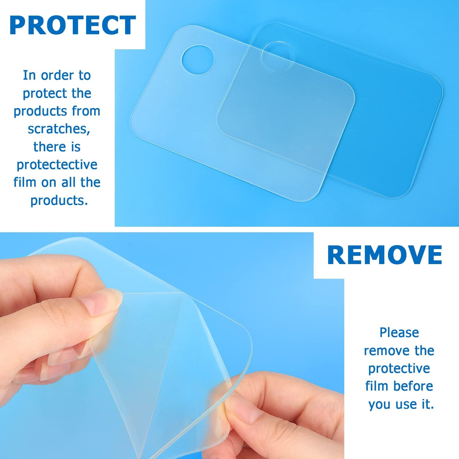 Tamaki 2 Pack 11.8 X 7.9 Inch Acrylic Paint Palette with Thumb Hole, Clear, Transparent Rectangular & Oval Acrylic with Thumb Hole image number 2