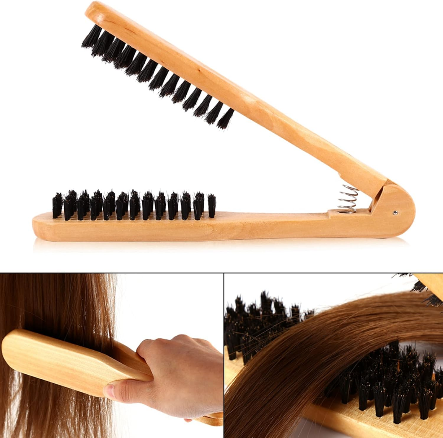 Professional Hairdressing Comb Wooden Double Brushes Hair Straightener Tool for Straight Hair Maintenance image number 3