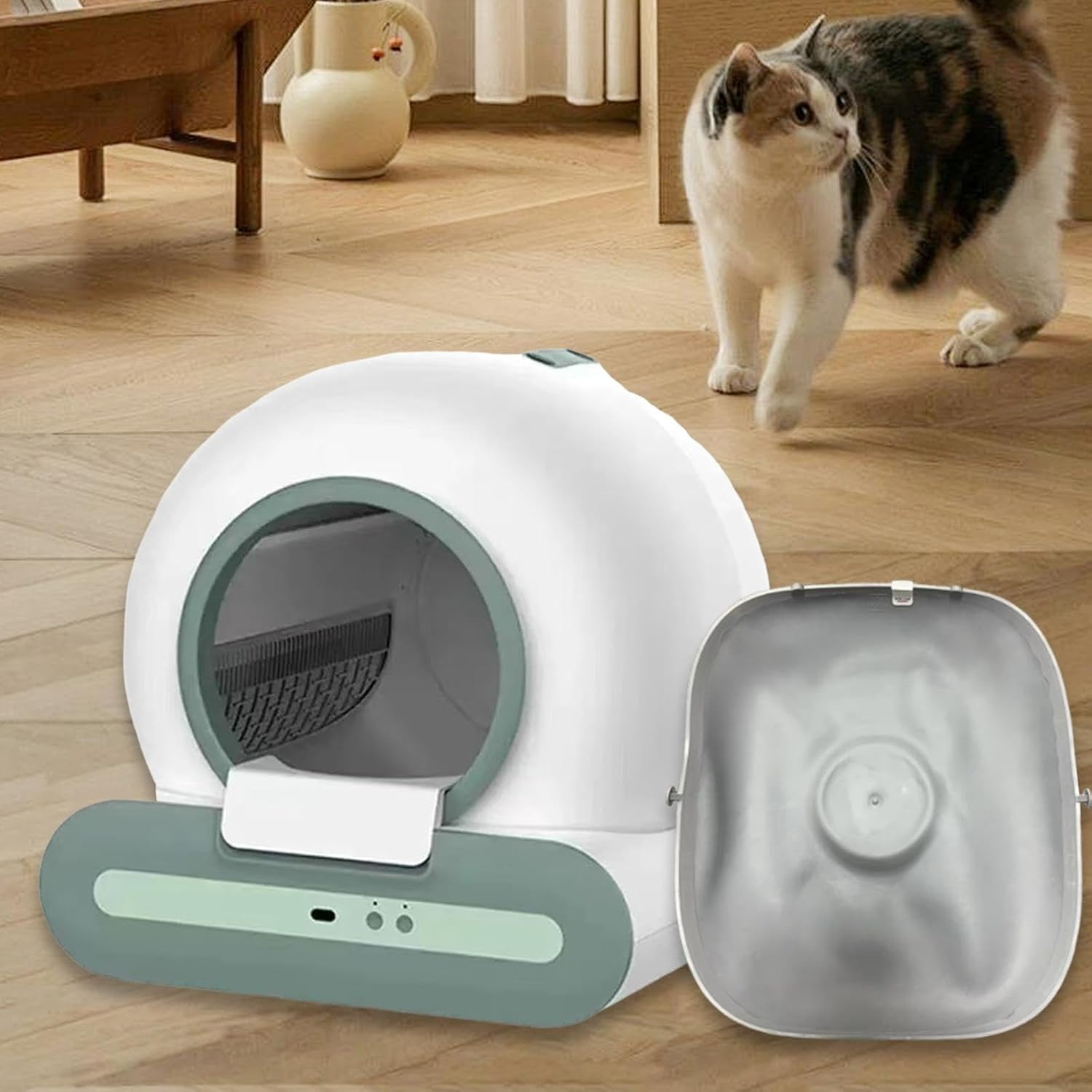 Perfk Cat Litter Box Matt Litter Trapping Cat Toilet Bottom Tray Lightweight Less Waste Bedroom Kitten Non Slip Simple Silicone Pad image number 1