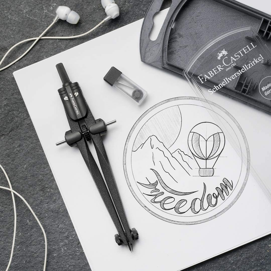 Faber-Castell Quick Set Compass, Black Stone (74-174530) image number 4