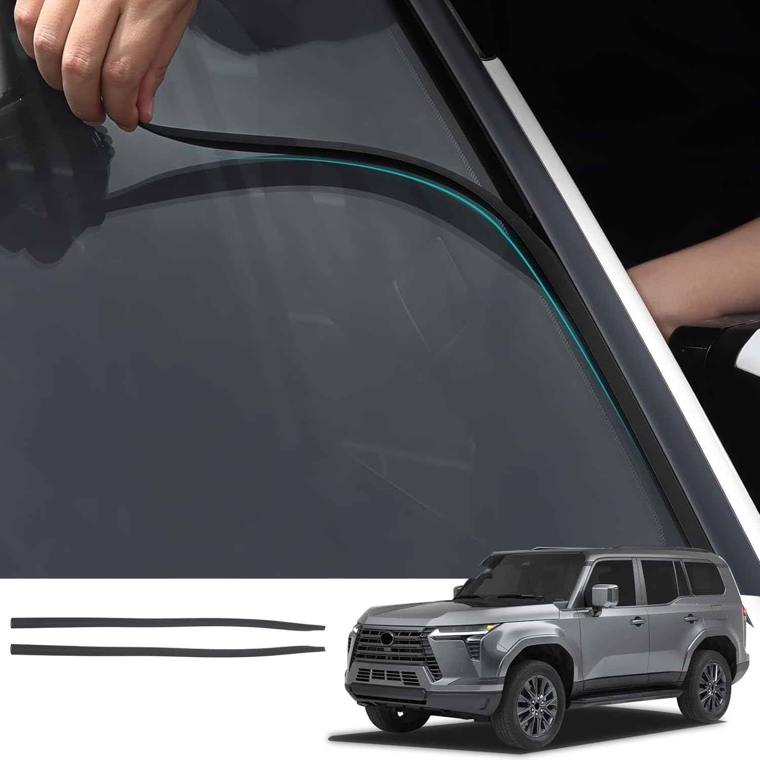 Front Windshield Silicone Strip for 2024 2025 2026 Lexus GX550 Luxury Overtrail Sports Luxury Waterproof Window Sealing Strip External Modification Accessories Exterior Parts(2 Pieces)