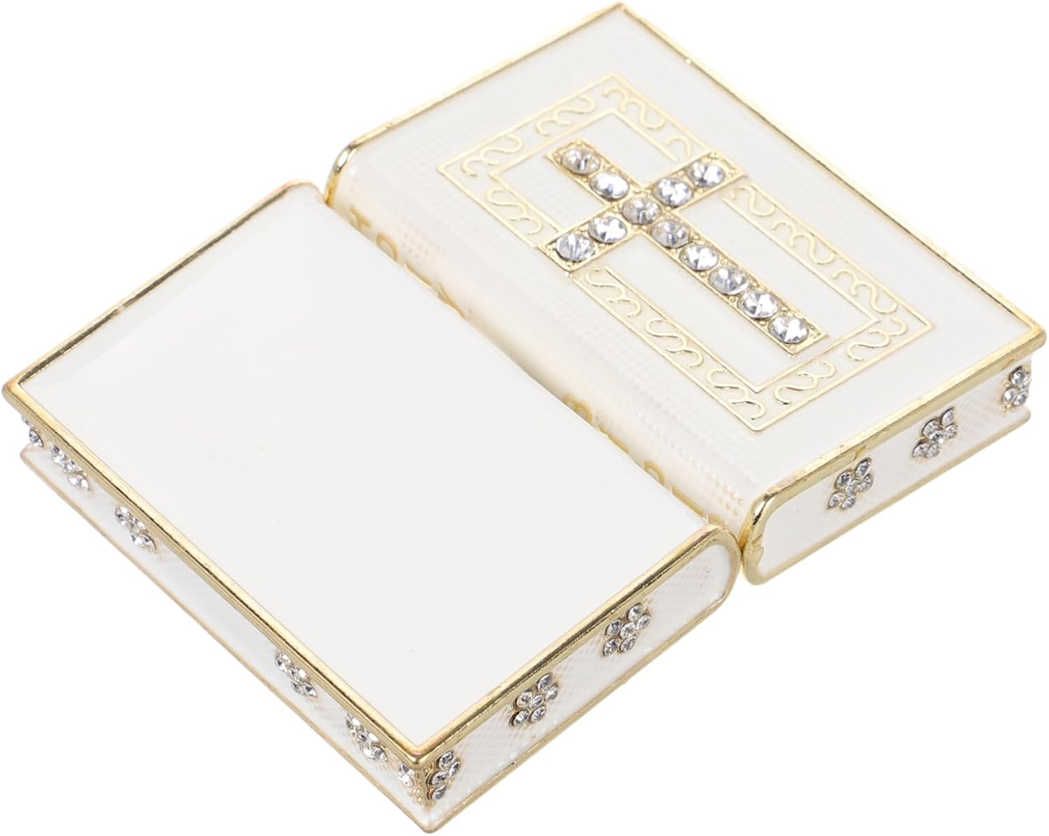 Book-Shaped Jewelry Storage Box Elegant Keepsake Case for Keys Jewelry Items Unique Decorative Cross Design for Home Decor and Organizing