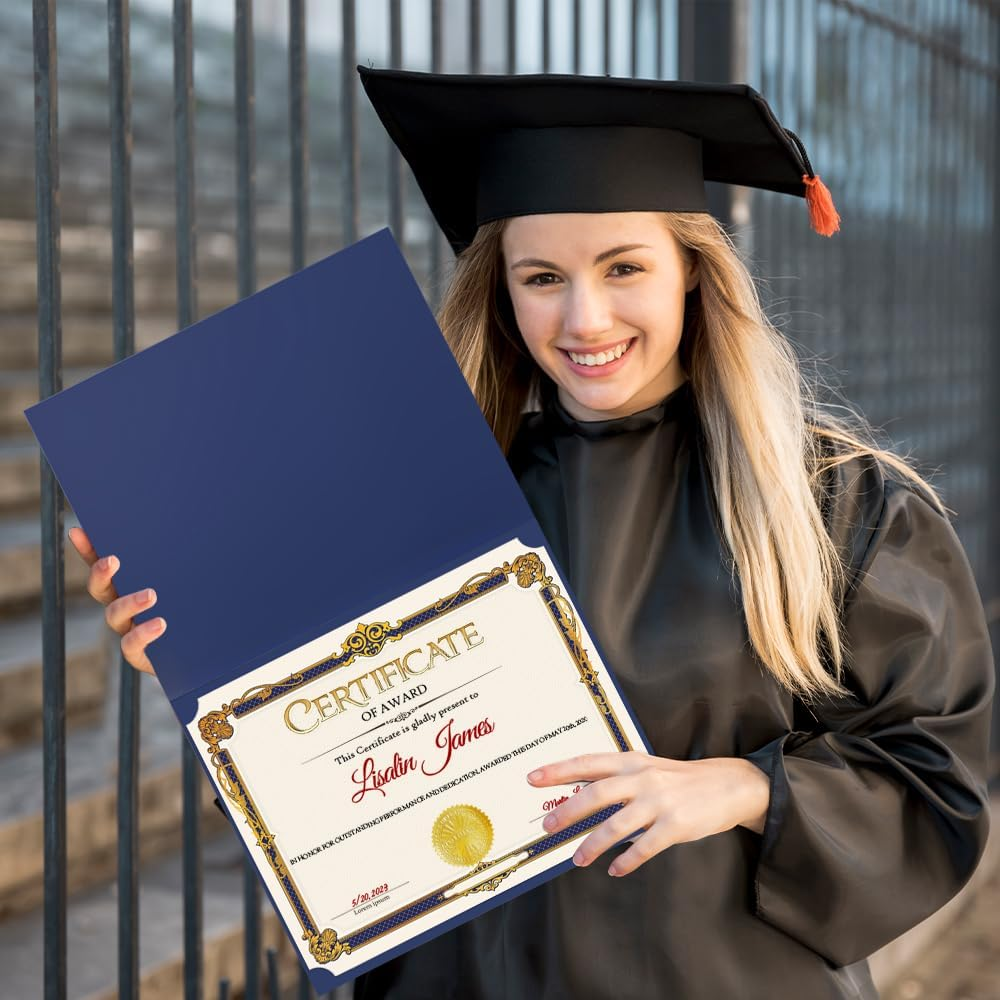 75 Pcs Certificate Kit, 25 Gold Foil Certificate Holders & 25 Certificate Paper & 25 Certificate Seals Stickers for Graduation Diploma, Award Accomplishment. image number 4