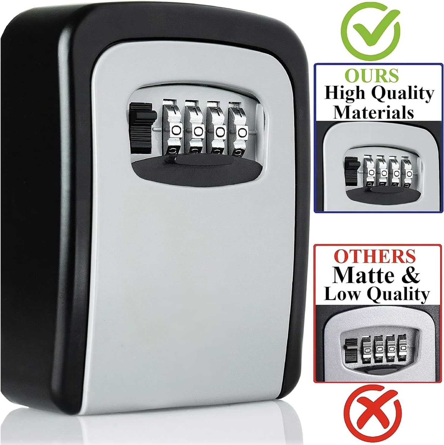 Key Lock Box,Lock Box for House Key, 4-Digit Combination Security Lockbox, Portable Wall Mounted Storage Lock Box for Home, Office, Apartment Spare Key Storage (1 Pack) image number 5