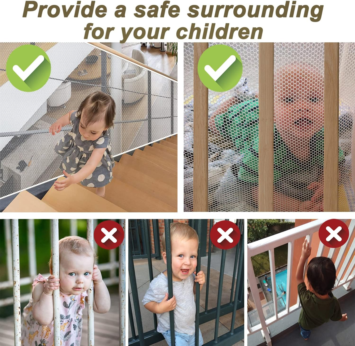 Banister Guard for Baby, Balcony Netting for Pets, 10Ft X 3Ft, Baby Safety Stairs Rail Net Provides Your Baby with a Environment, Baby Stair Net Fit for Child, Small Pet, Toy - Black image number 3