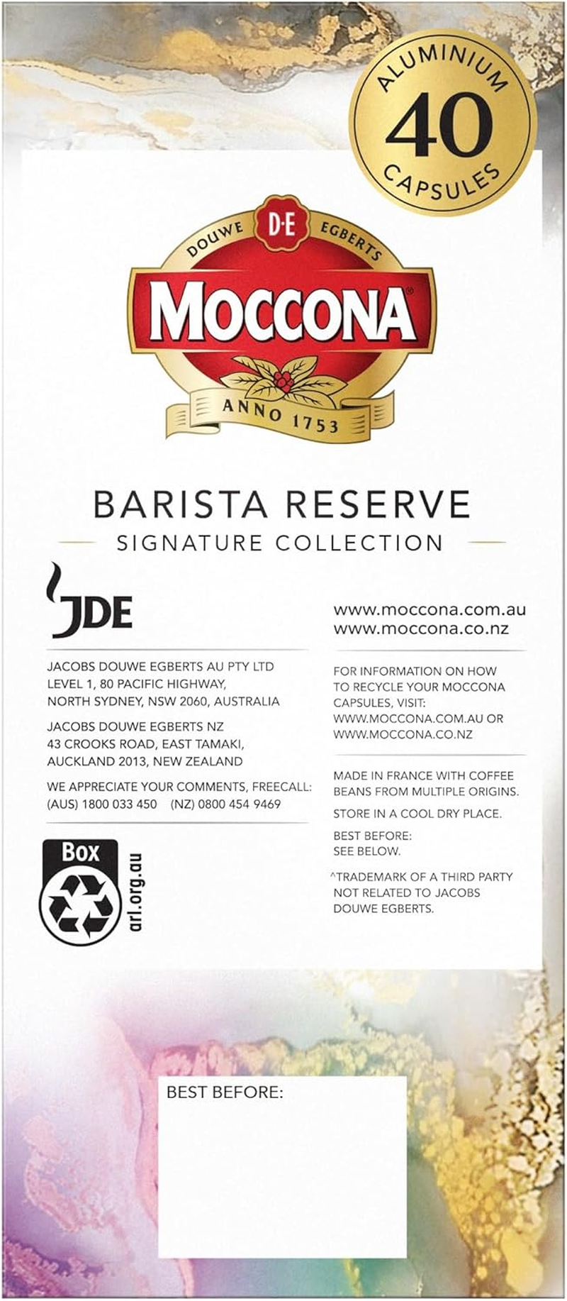 Moccona Barista Reserve Signature Collection 40Pk X 5