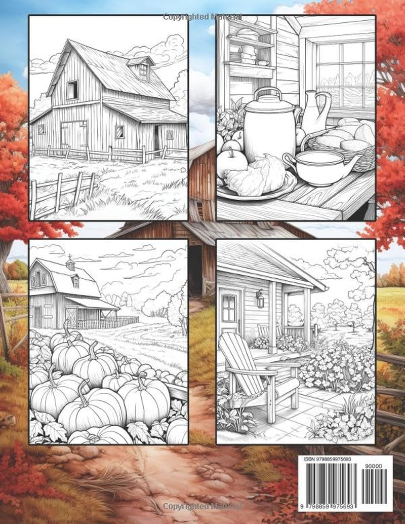 Country Farm Scenes: Coloring Book for Adults with Beautiful Farmhouse, Charming Farmyard, Serene Landscape, and Much More image number 1