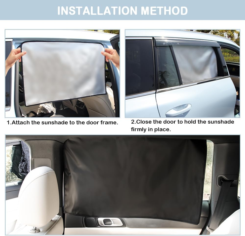 Magnetic Car Window Shade - Full Blackout for UV Block&Privacy Protection with Car Side Window Sun Shade- Universal Suv,Truck,Auto Privacy Shades (A-Side Window/4Pcs) - A-Rear Window/2Pcs image number 5