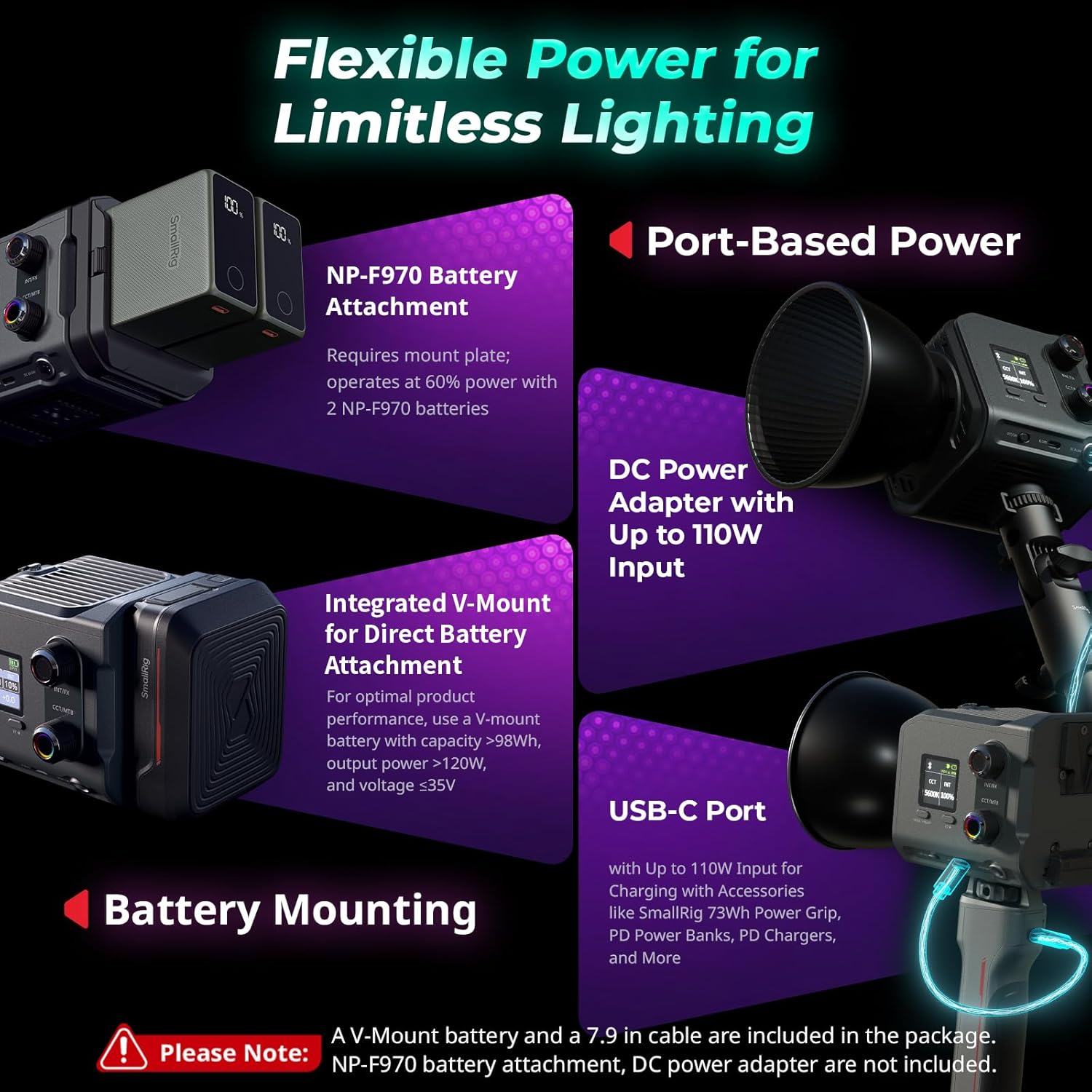 Smallrig RC 100C RGBWW LED Video Light, with App Control, 100W Mini COB Continuous Output Lighting, Handheld Spotlight 2700-10000K/CRI 96+/TLCI 98+/12 Effects, 11000Lux/1M, Lite Version Ink Blue, 5377 image number 4