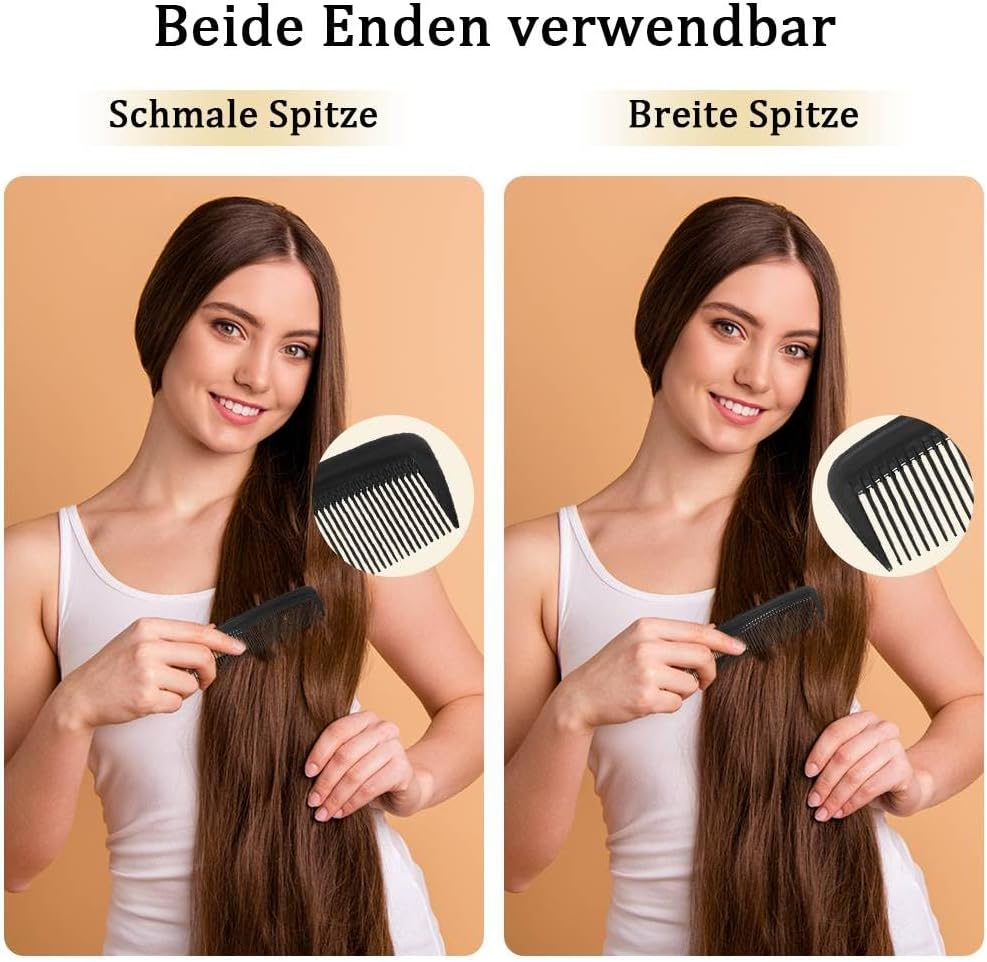 Funalix Pack of 12 Hair Combs, Pocket Combs with Fine Teeth, Small Styling Combs with Anti-Static Anti-Tangle, Hair Cutting Combs, Daily Hair Care Tool for Women/Men (Black)