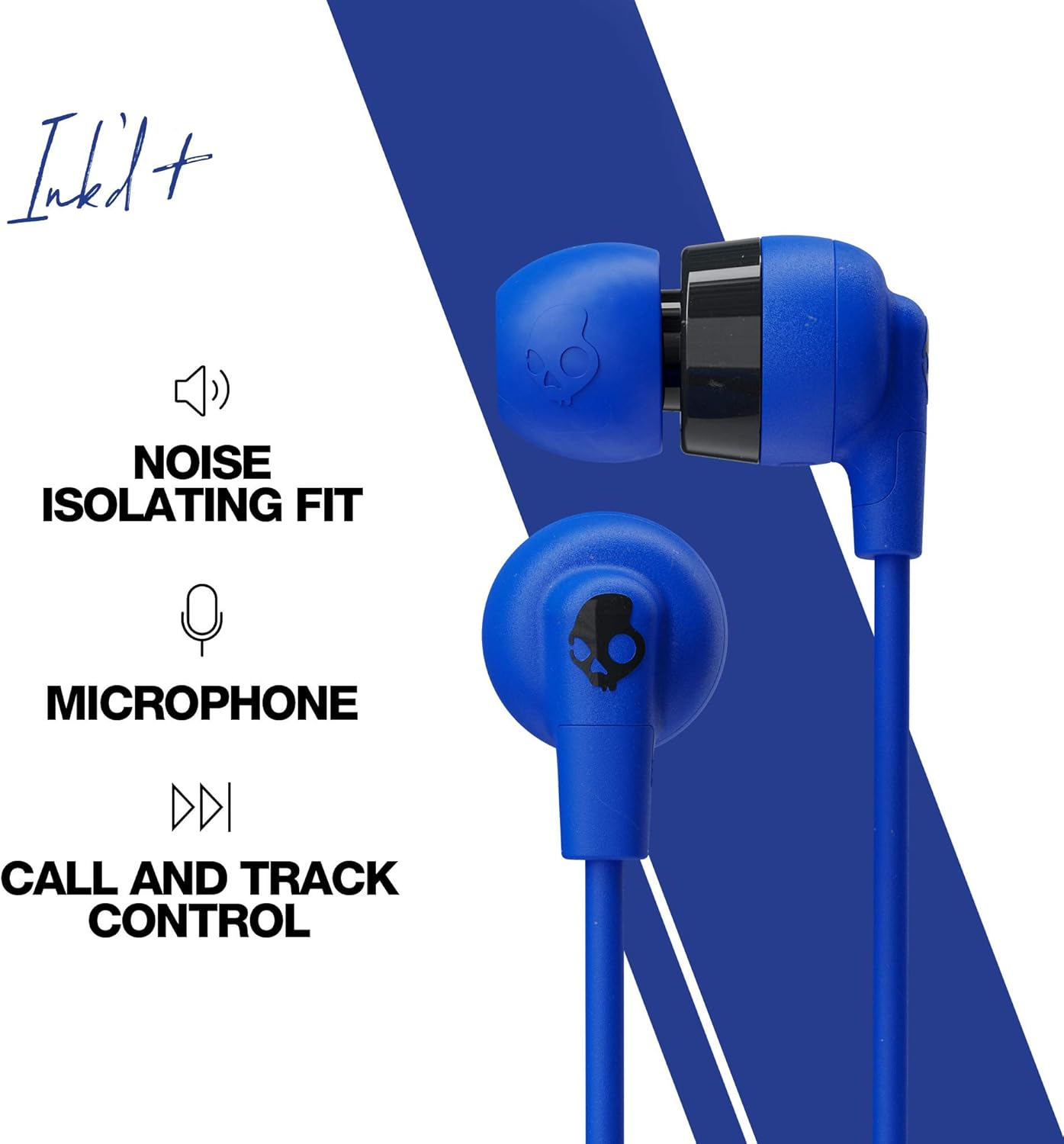 Skullcandy Ink'D+ In-Ear Wired Earbuds, Microphone, Works with Bluetooth Devices and Computers, Cobalt Blue image number 4