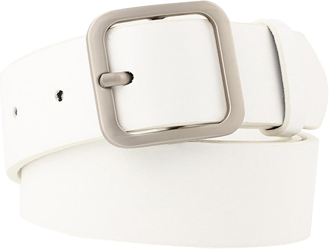 Vseutiac PU Leather Belt Women Single Prong Square Buckle 1.3" Fashion Wide Decorative Belt Female Waist Belt For image number 4