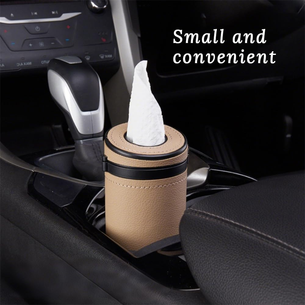 2 Pack Car Tissues Cylinder,Round Car Cup Holder Paper Box,With Window Breaker,Multi-Function Seat-Type Auto Tissue Holder,For Cars Cup Holder,Home,Bathroom,Office(Beige) image number 5
