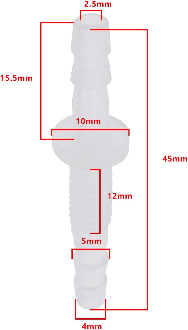 4 Set 4-M6-4 4Mm Dual Ended Plastic Hose Barb Bulkhead Fitting with Gasket for Inner Diameter 4Mm Hose Hex Barbed Union Splicer Adapter for Water Fuel Air Applications image number 5