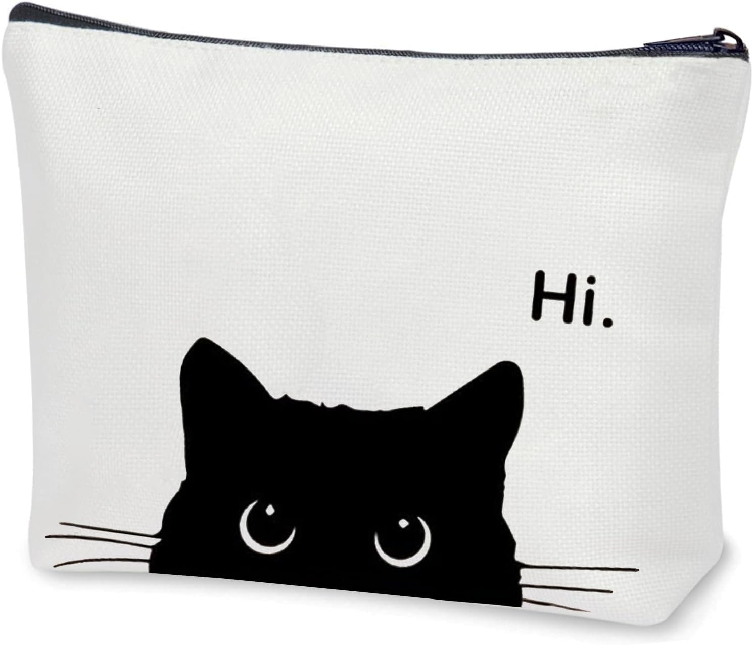 Cat Lover Gift Hi Black Cat Makeup Bag Pouch Bag Kitty Kitten Cosmetic Bag Cat Owner Gift (Hi Cat MB-AU) image number 3