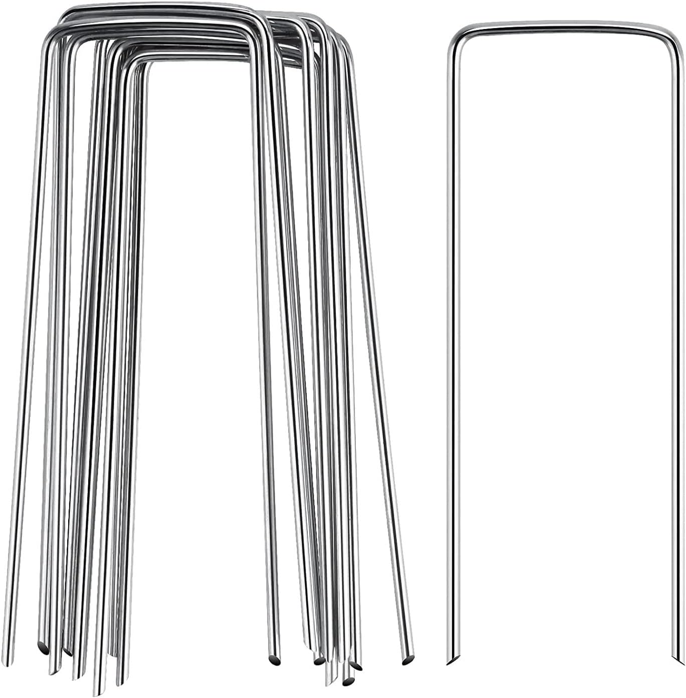 Garden Staples, 30 Pcs Stakes Heavy Duty, U Shaped Galvanized Pins for Garden Sod for Lawn Securing Ground Fabric (Silver) image number 3