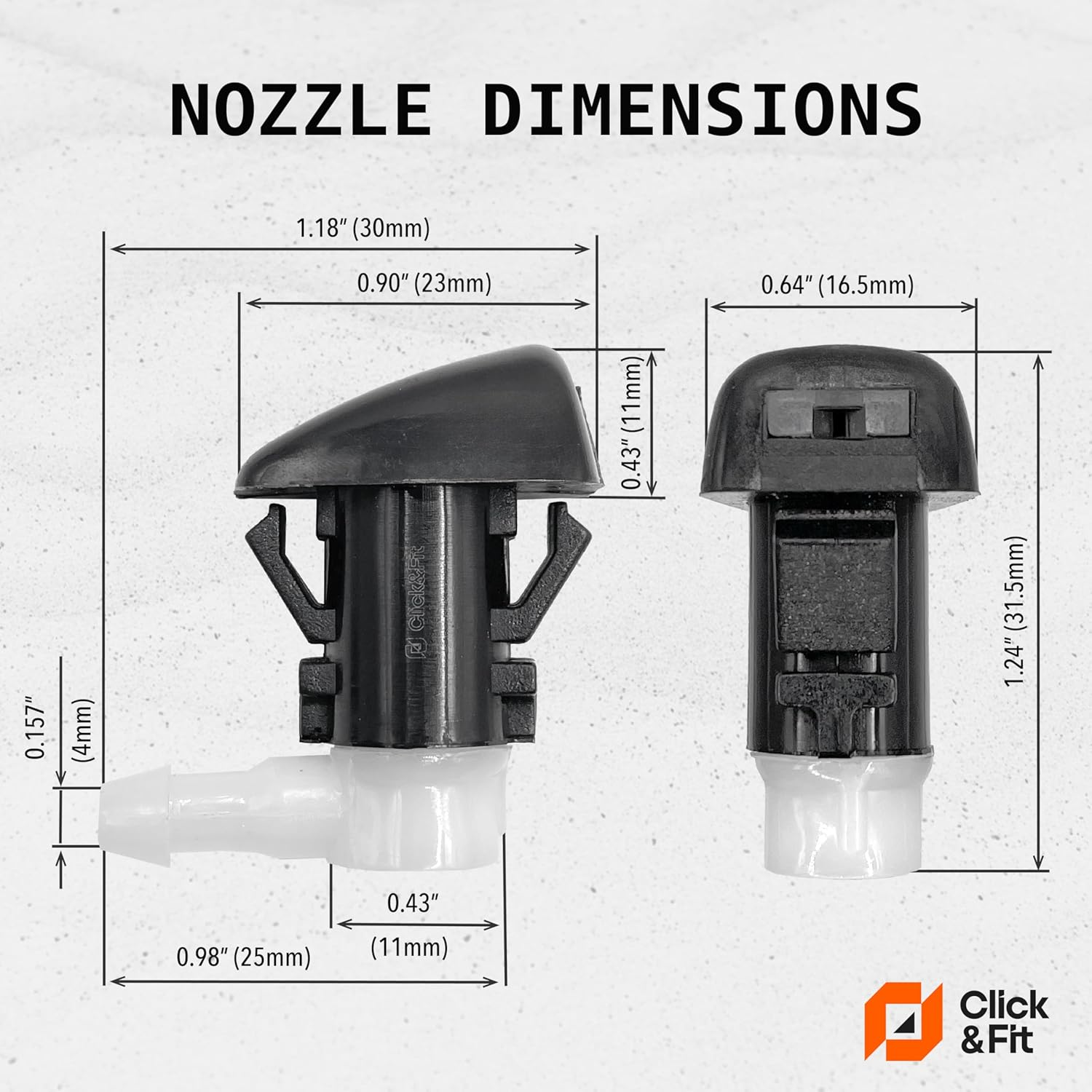 Click&Fit Windshield Nozzle Sprayers Compatible with Jeep 2006-2021, Dodge 2007-2018, Chrysler 300 2011-2017 &ndash; Wiper Washer Water Jets Replacement 68269108AA, 2 Pcs Single Fan image number 5