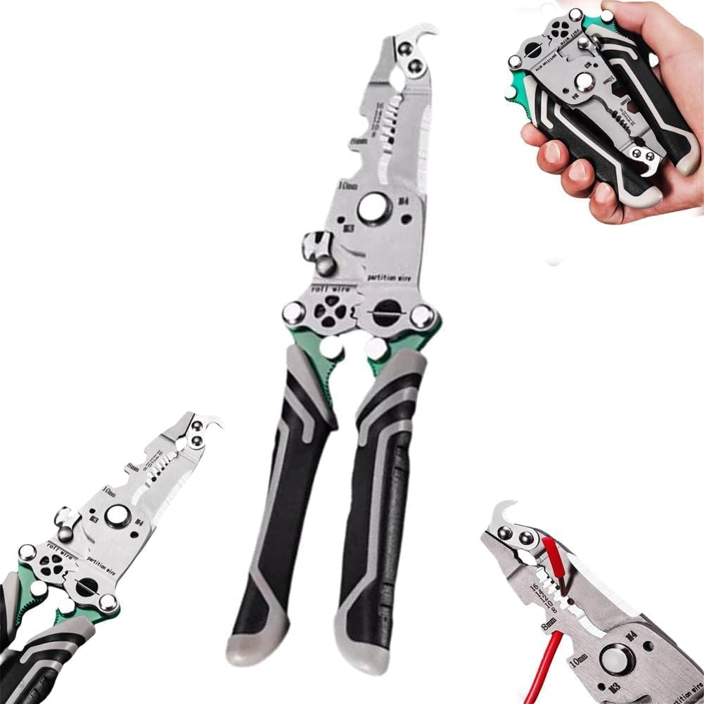 18 in 1 Foldable Wire Stripper,2024 Upgraded Multifunctional Foldable Professional Wire Stripper,Wire Stripper Twister/Wire Crimping Tool, Electrician Pliers Tools,Wire Crimper Electrician Tool A image number 2