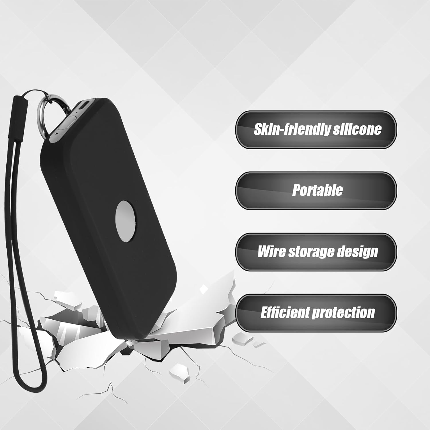 NQEUEPN Battery Case for Apple Vision Pro, Soft Battery Bag with Ring and Strap Protective Battery Holder Silicone Battery Carrying Case Portable Accessories for Vision Pro Battery(Black) image number 4