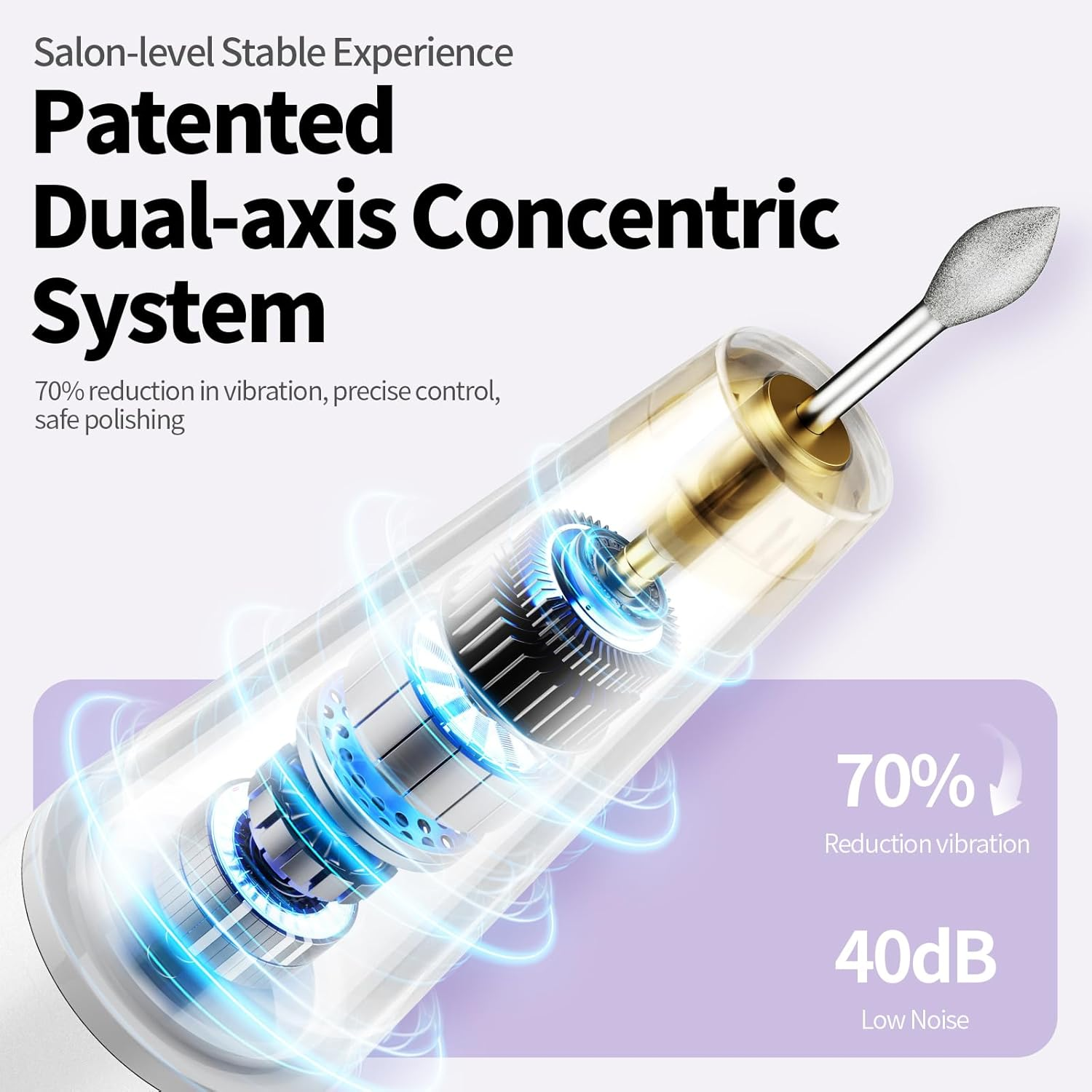 Electric Nail Drill Kit Professional - 9 Speed Cordless Electric Nail File with LED Display, Portable Nail Drill Machine for Acrylic Gel Nails, Hand Feet Trimmer Buffer Tool for Women Men Baby Blue image number 4