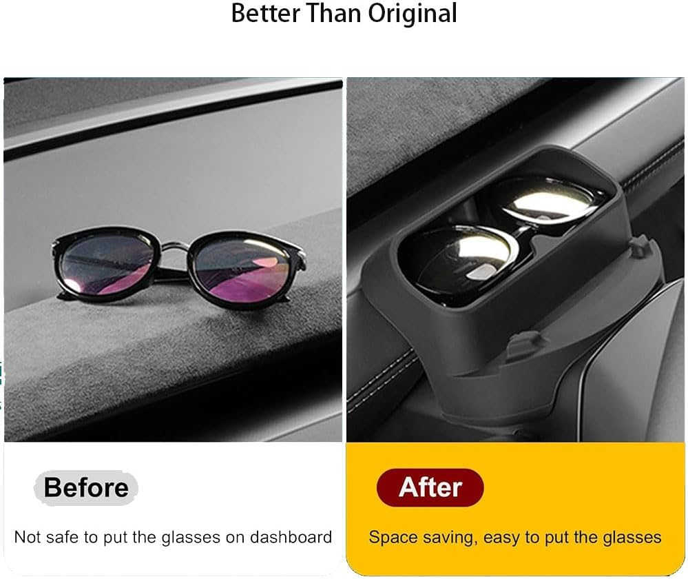 Tesla Model Y 2025-2026 and Model 3 2024-2025 Steering Wheel Phone Holder,Anti Slip Silicone Organizer with Glasses Case and Keys Storage, Universal Navigation Stand for Tesla image number 1