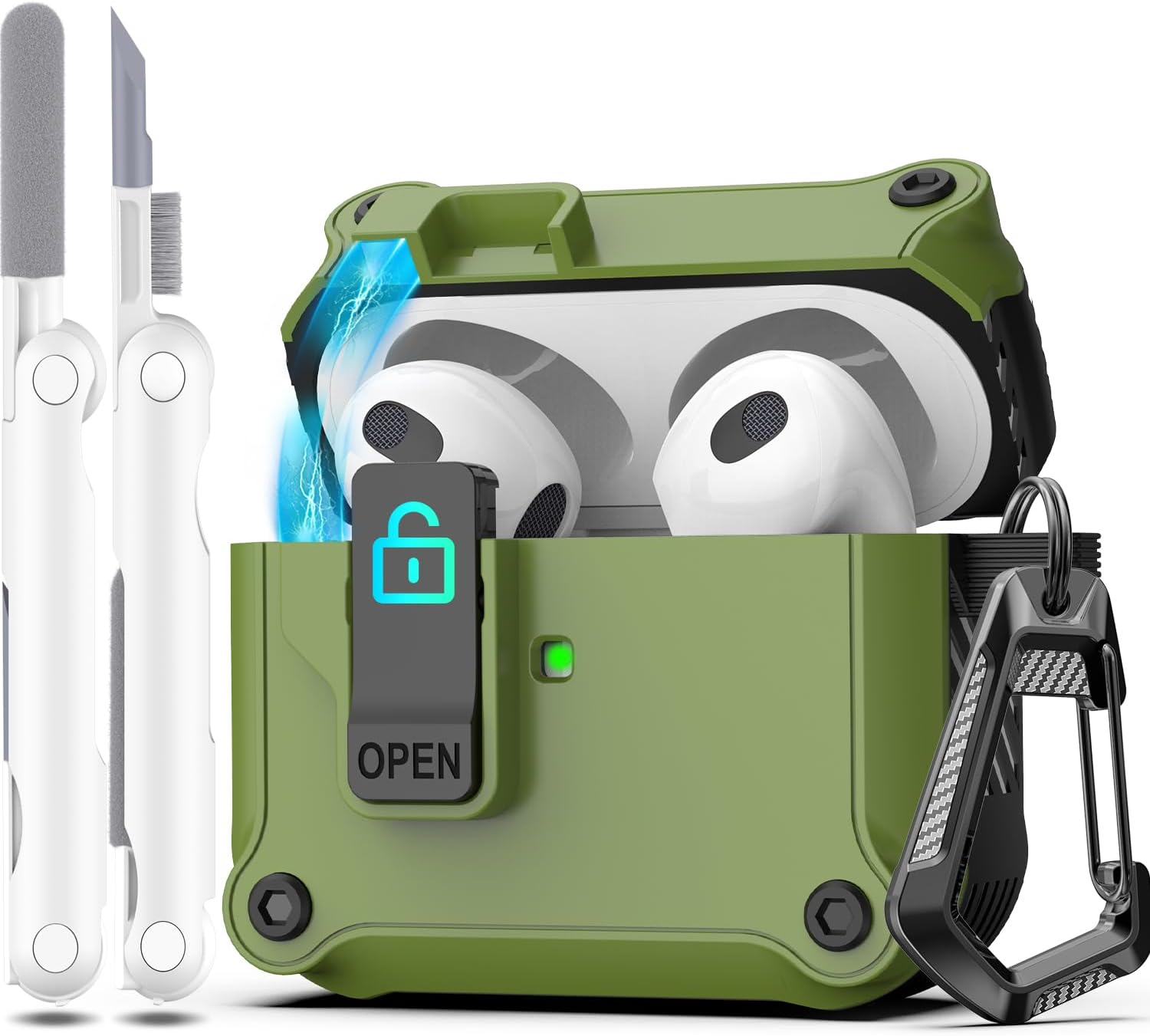 R-Fun for Airpods Pro 3 Case (2025) Cover with Cleaning Kit, Military-Grade Heavy-Duty Drop-Resistant with Auto Pop-Up Lid for Airpods Pro 3Rd Generation 2025 USB-C Charging Case, Red