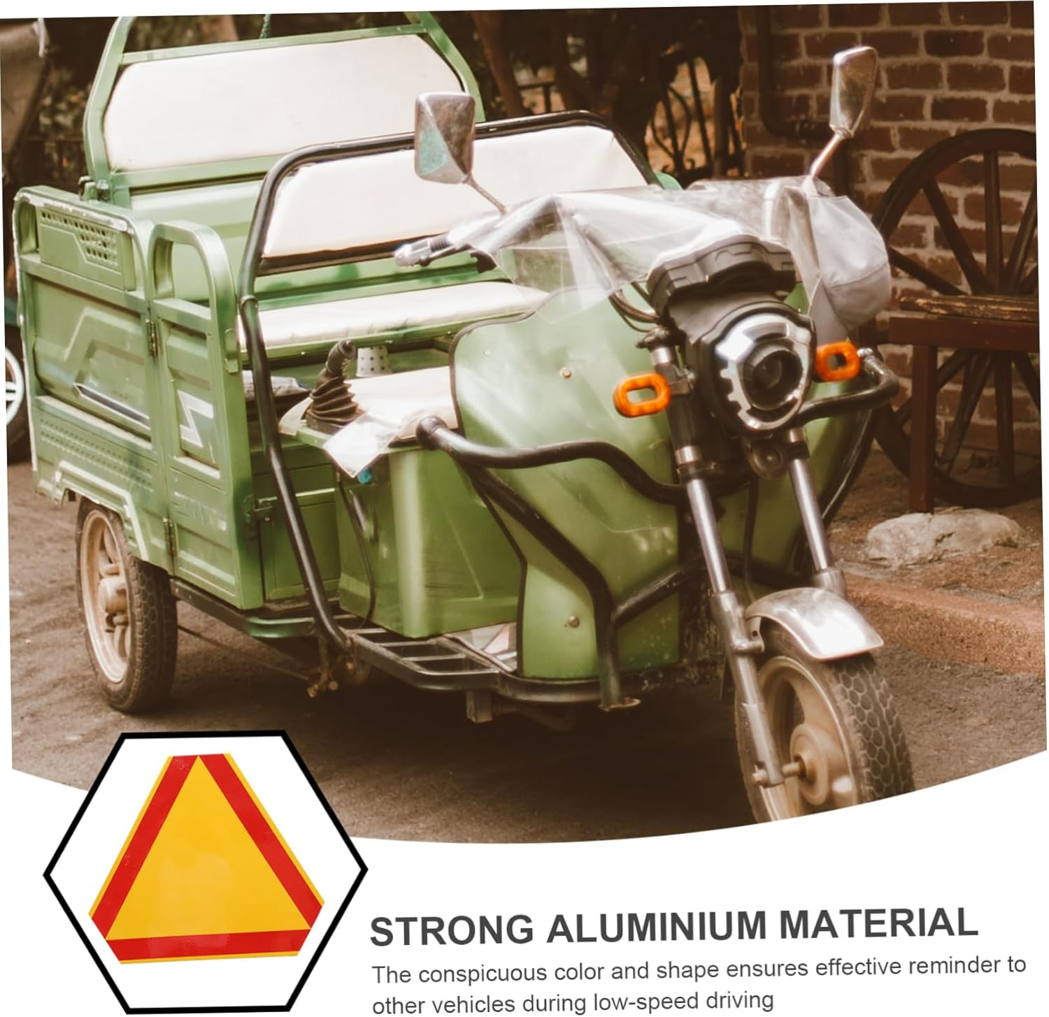 PRETYZOOM 2Pcs Reflective Triangle Vehicle Safety Signs Yellow Base and Red Border, 35Cm Aluminum Roadside Warning Triangles for Trucks and Low-Speed Vehicles image number 4