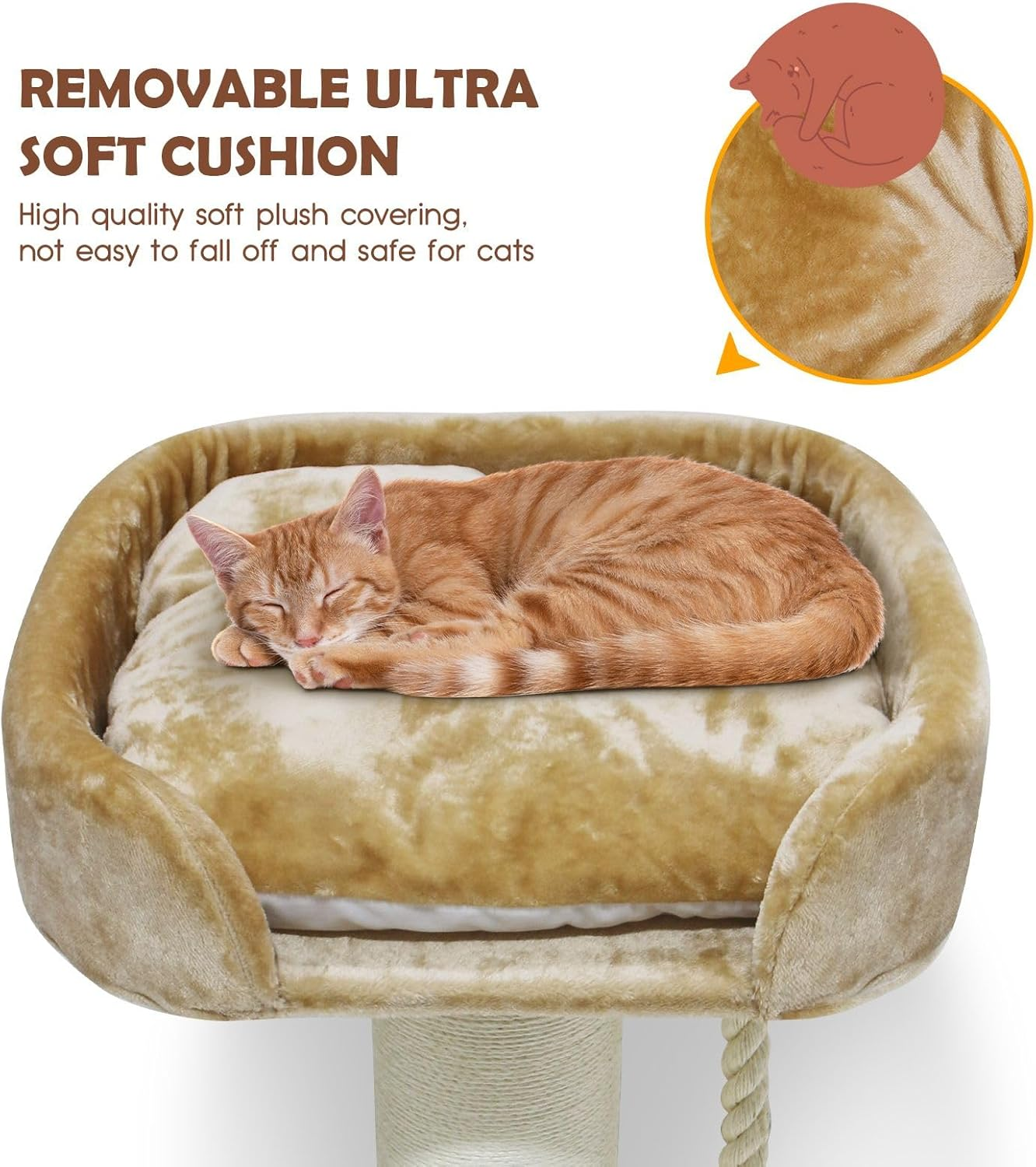 Pet Scene 98Cm Tall Cat Scratching Post Perch Bed Kitten Climbing Tower Tree Play Gym Scratcher Wooden Pet Furniture House Stand Dangling Sisal Rope image number 2