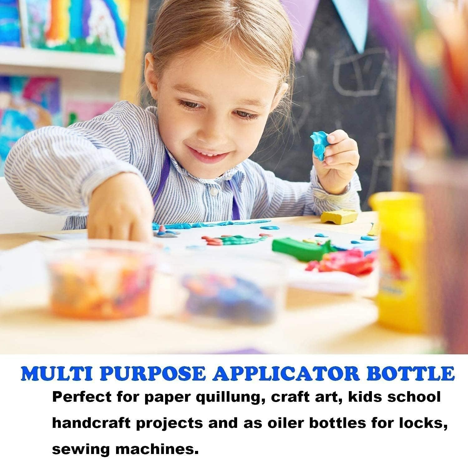 AQSXO 1 Ounce Black Needle Tip Glue Bottle, Tip Applicator Bottle with 2 Funnel, for Glue,Liquid,Oil, DIY Crafts Etc, 6 Pcs. image number 2