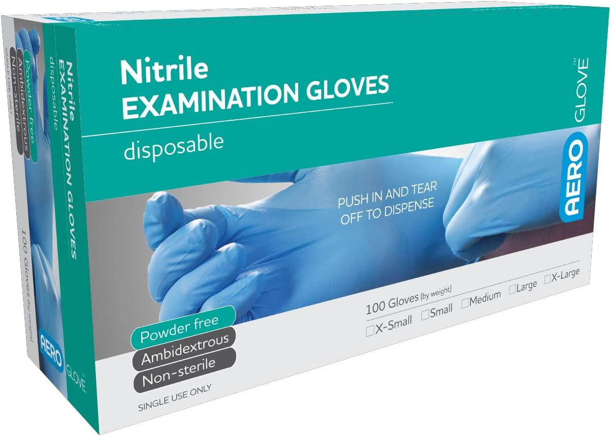 Aeroglove Medium Nitrile Powder-Free Gloves Box/100