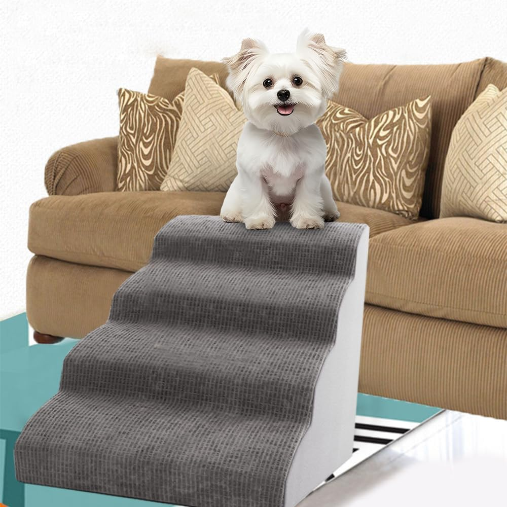 Sturdy Dog Stairs and Ramp for Beds or Couches Pet Stairs High Density Expand Foam, Pet Ramp with Washable Cover image number 5