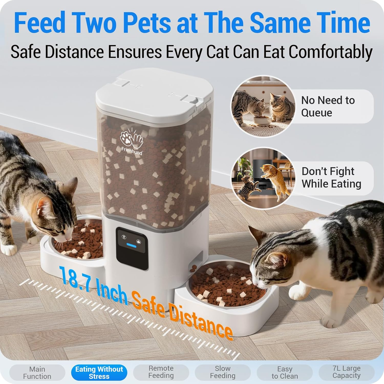 Automatic Cat Feeder with Slow Feed for 2 Cats: 5G Wifi Automatic Dog Feeder with 7L Large Cat Food Storage Container, Cat Food Dispenser with Alexa for Multiple Pets,Detachable for Easy Clean -29 Cup image number 3