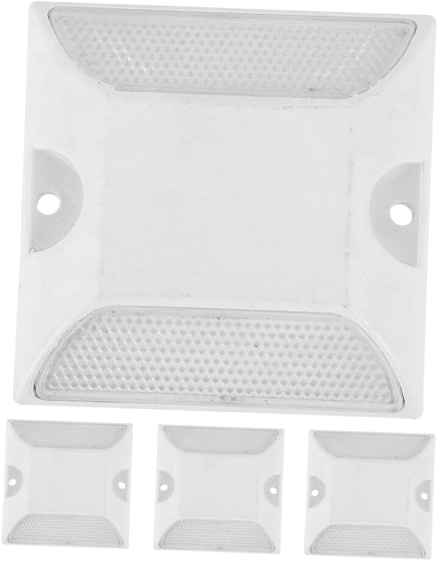 GANAZONO 4Pcs Reflective Lane Markers Plastic Road Reflectors for Driveway and Pavement Safety Night Visibility Asphalt Studs for Sidewalks and Speed Bumps image number 3