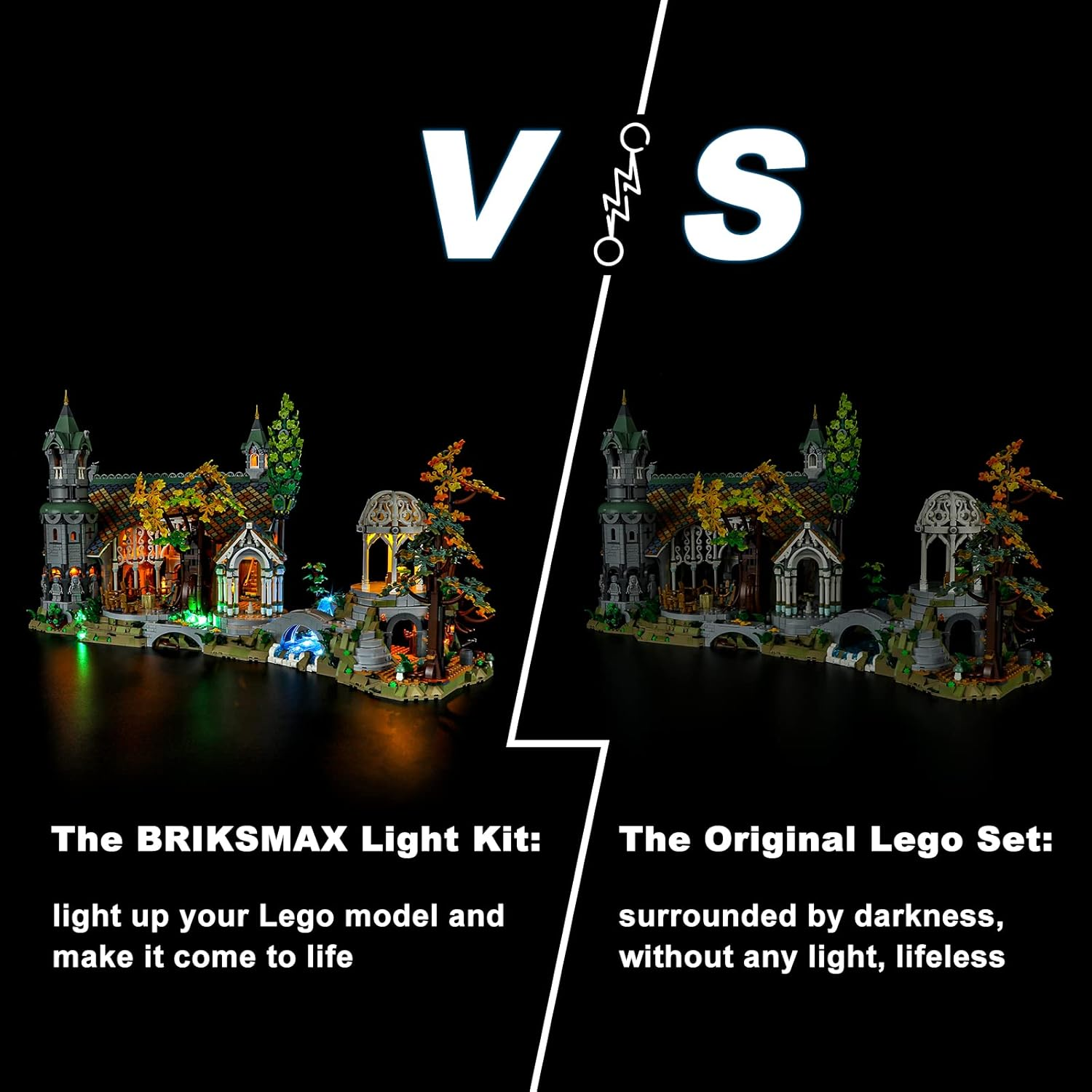 BRIKSMAX Led Lighting Kit for -10316 the Lord of the Rings: Rivendell - Compatible with  Icons Building Blocks Model- Not Include  Set