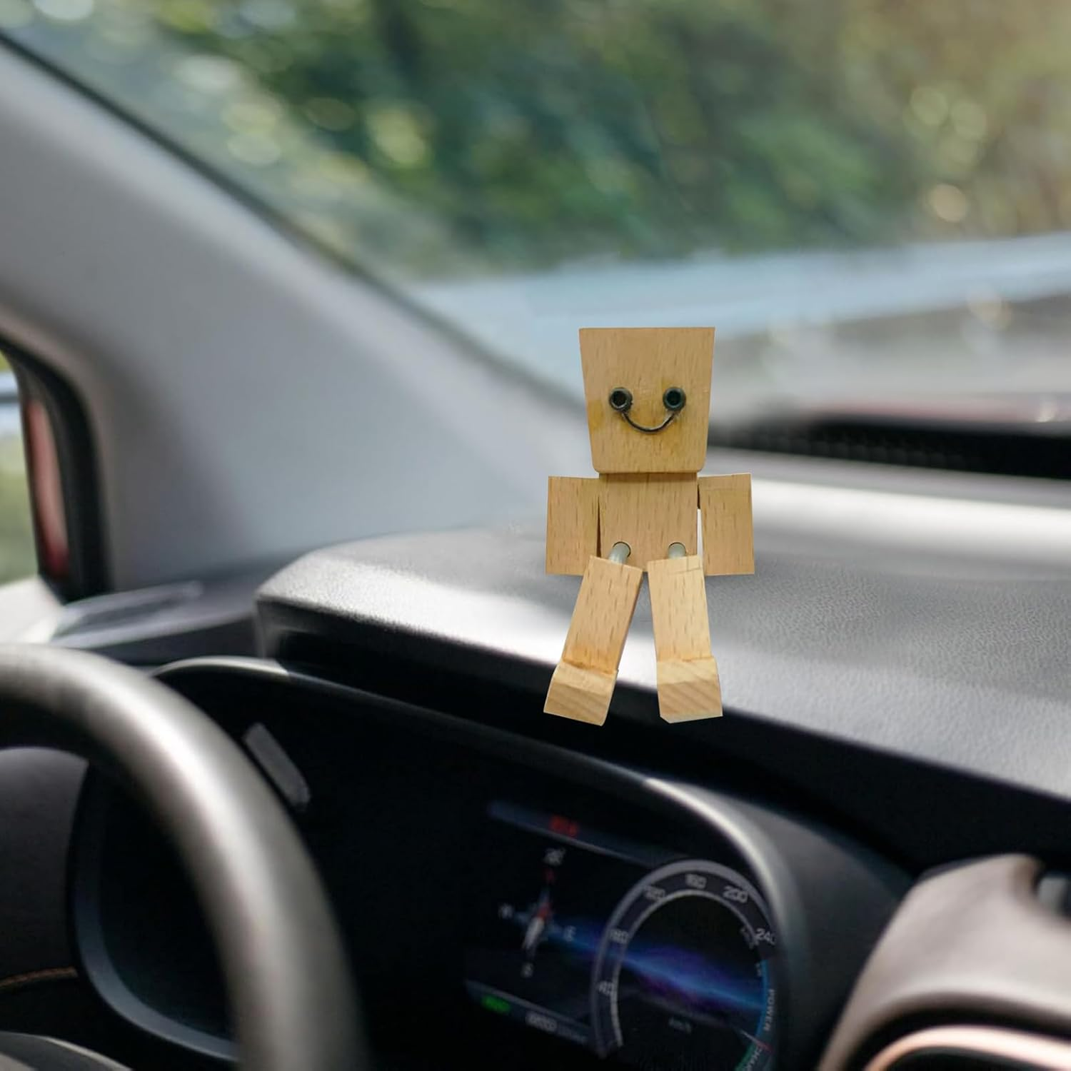 Shaking Wooden Man Figurine, 3.2Inch Shaking Feet Wooden Doll, Movable Joint Action Figure, Funny Dashboard Ornament, Car Desktop Decor, Creative Present for Friends Familys image number 1