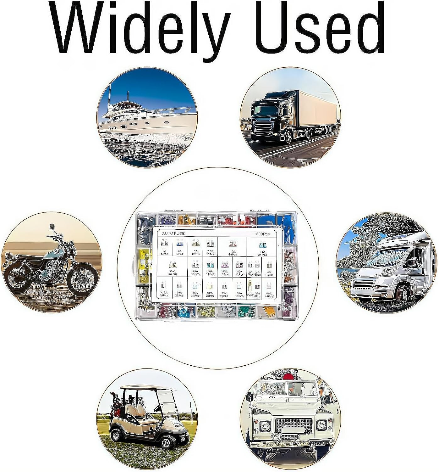 ZHIGOU 300 Pieces Automotive Fuse Kit with Extractor - Standard Mini Size, Replacement Fuses for Car/Rv/Truck/Motorcycle/Yacht/Boat/Winch/Truck/Suv - (2A/3A /5A/7.5A/10A/15 A/20 A/30 A/35 A/40 A) image number 1