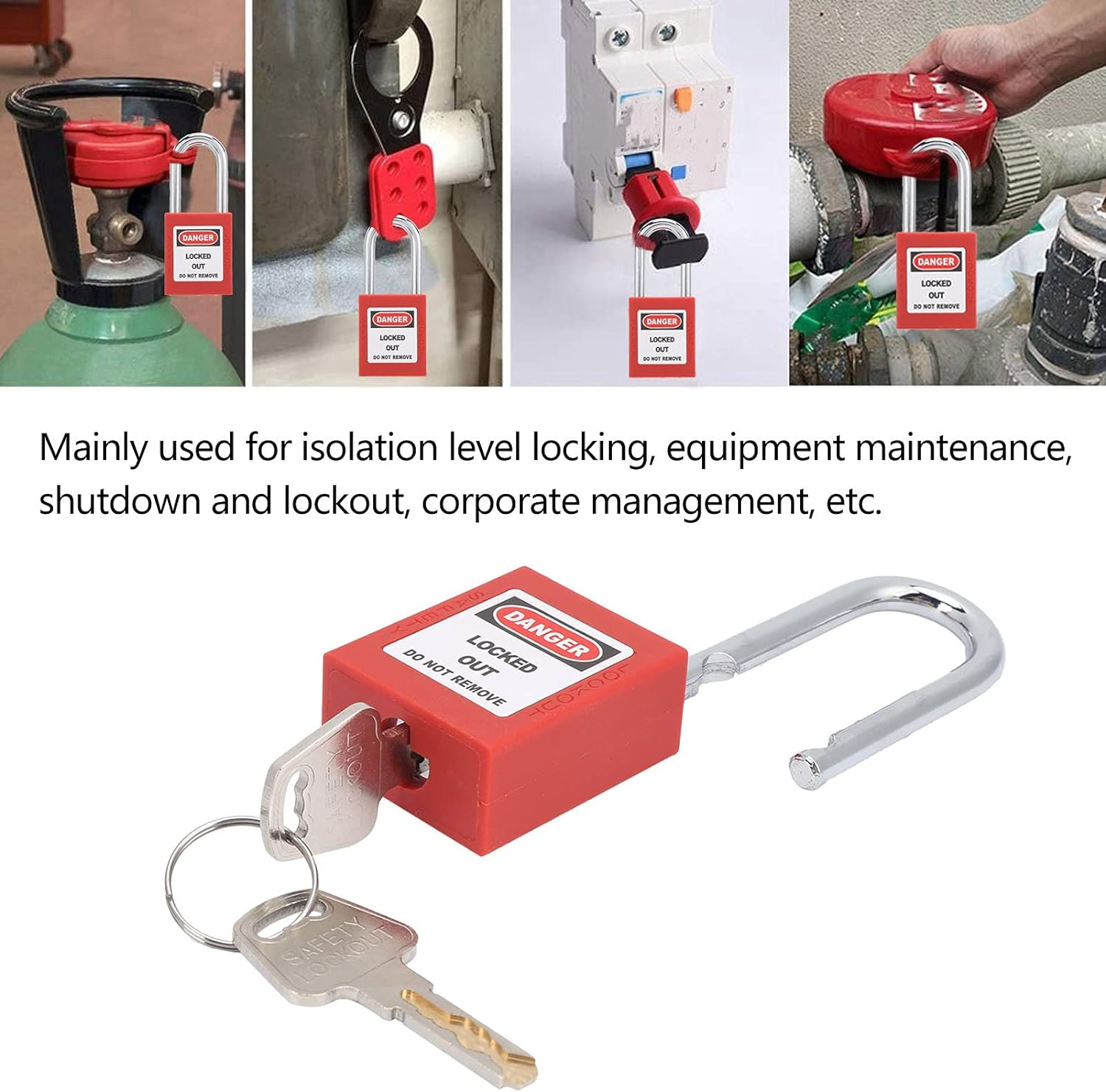 Lockout Tagout Padlock, anti Skid Design, 6 Special Shaped Billiard Lock Cores, with Writable Label for Equipment Maintenance image number 5