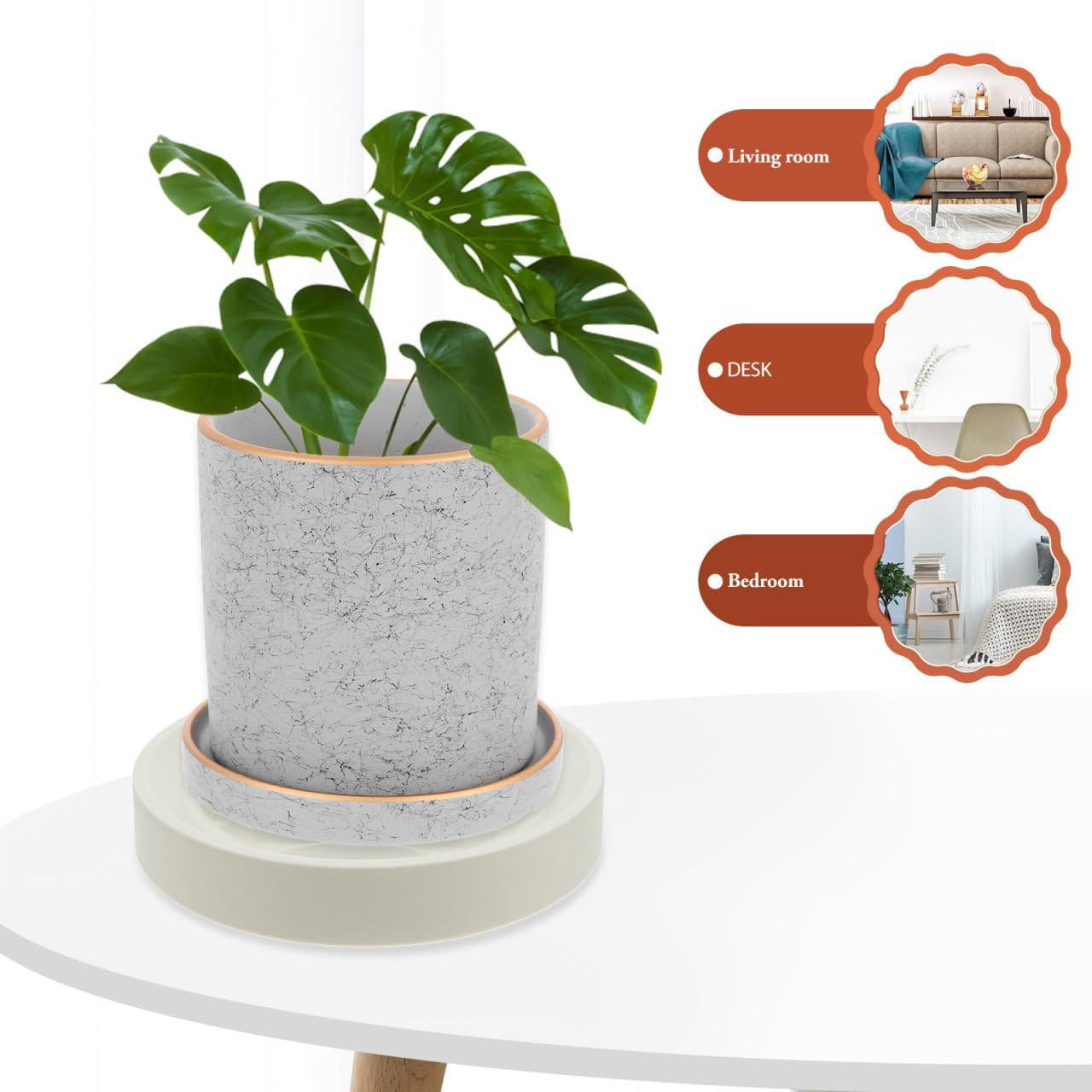 YARNOW Mobile Flower Pot Tray with Wheels - Thickened Plant Saucer for Easy Movement and Water Storage 28.5X24Cm White image number 5