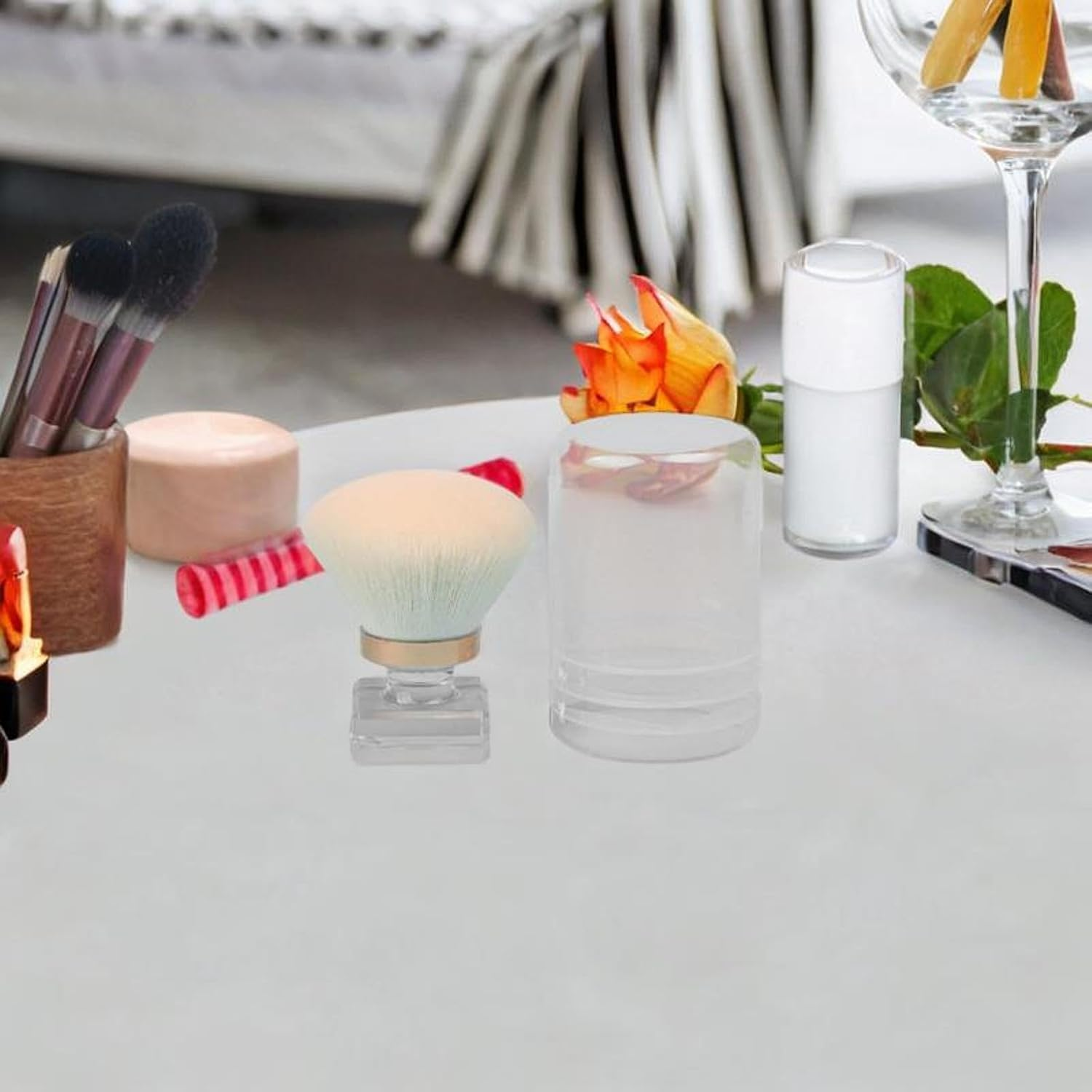 Nail Dust Brush, Soft Brush, Portable, Manicure, Cleaner Kabuki Cleaner Brush, Moving Brush with Dust with Nail Art, Mushroom Head White image number 2