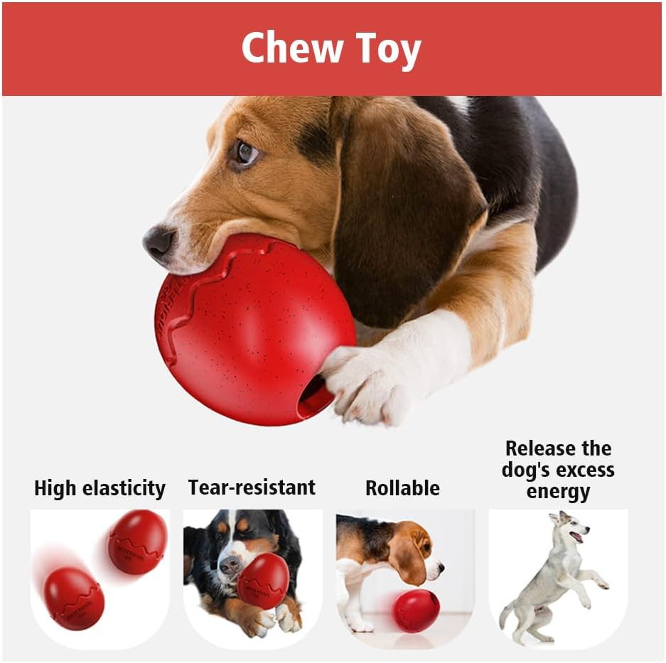 Interactive Treat Dispensing Dog Toy, Chew Toy for Aggressive Chewers, Fun Fetch, Durable & Dishwasher Safe(Red) image number 5