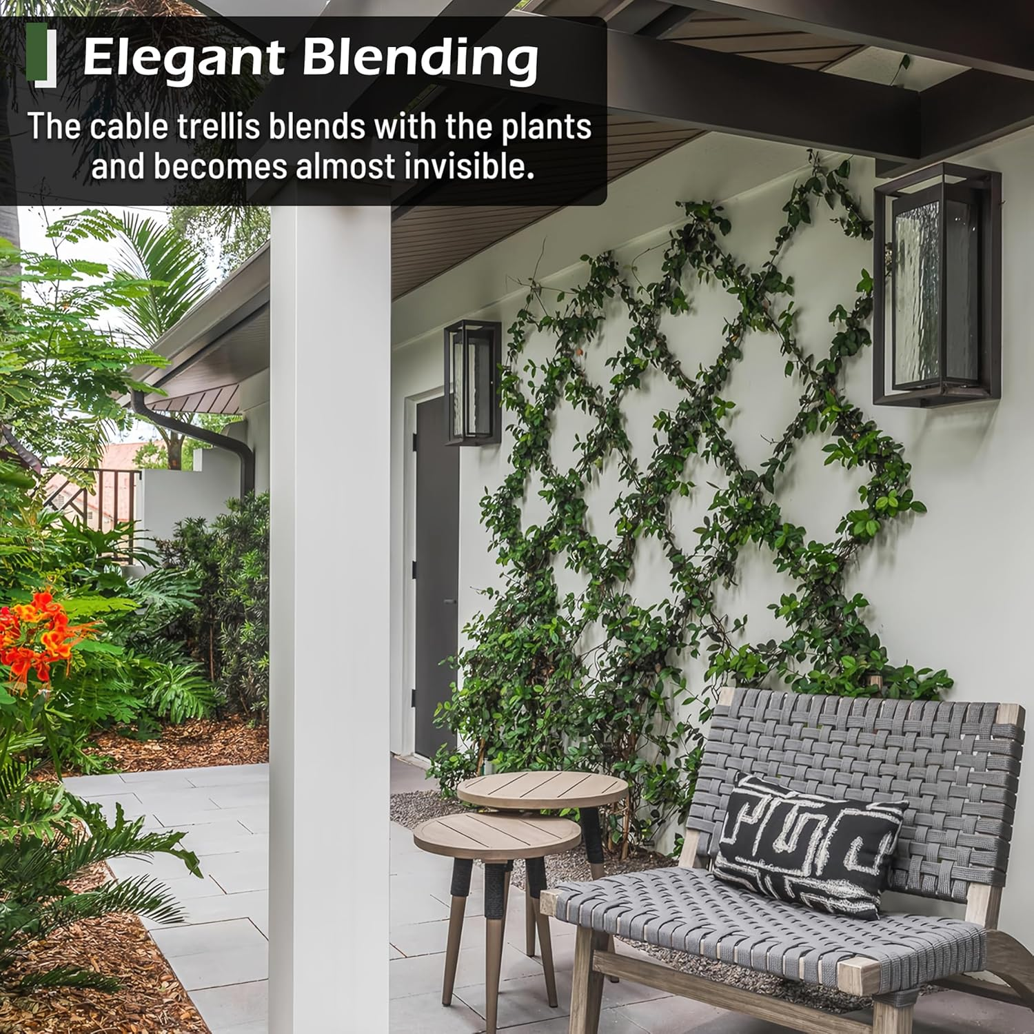 Wire Trellis for Climbing Plants Outdoor, 20-Set Wall Wire Trellis Kit with 1/8In X 98Ft Stainless Steel Cable, T316 Cylindrical Espalier System for Fence and Garden DIY Projects image number 5