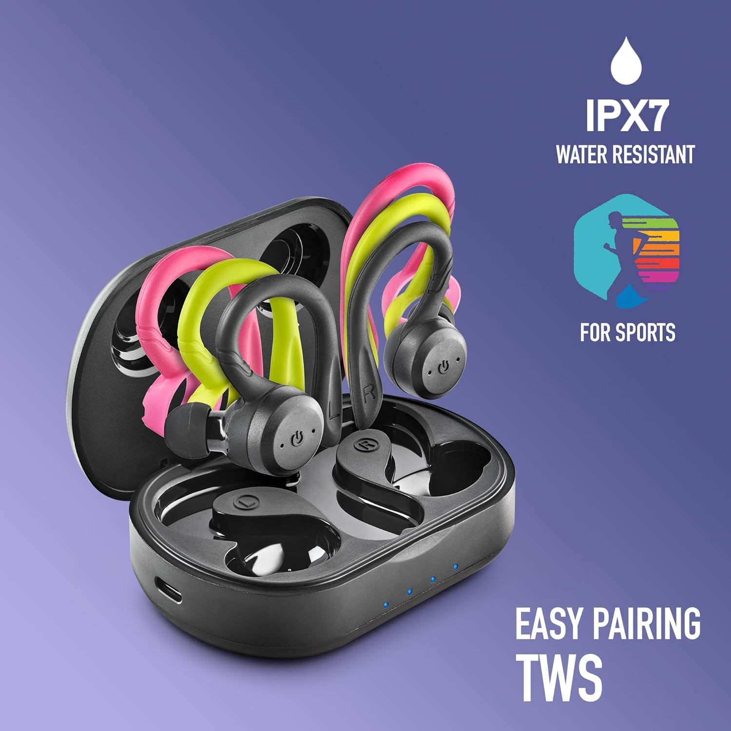 NGS ARTICA Jogger Wireless Sports Headset with TWS Technology and Bluetooth 5.3 Compatible, Waterproof, Automatic Connection, 40 Hours Battery Life, Minimalist and Ergonomic Design