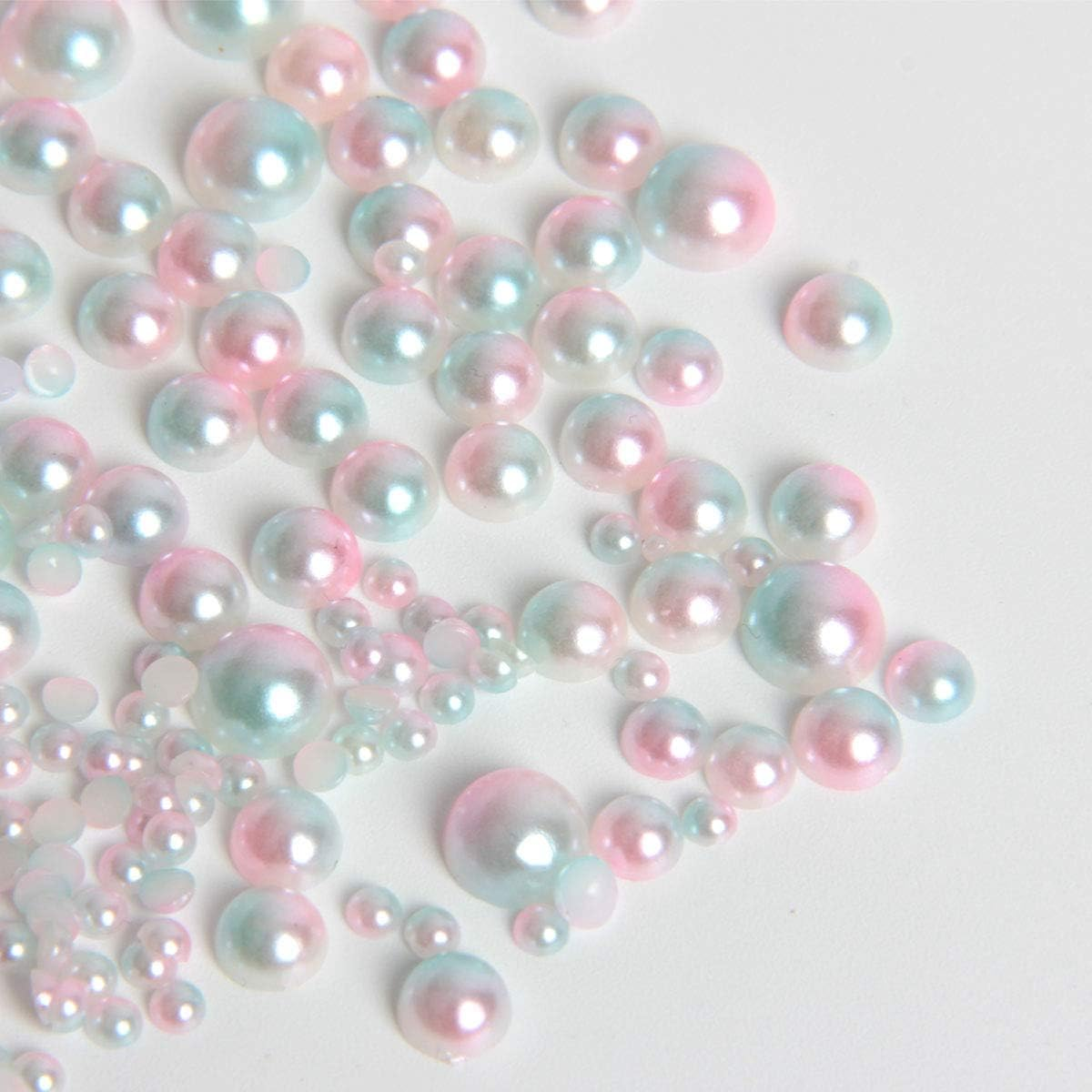1100Pcs Abs Gradient Imitation Pearls Half round Beads Assorted Mixed Sizes 3 4 5 6 8Mm Flatback DIY Material