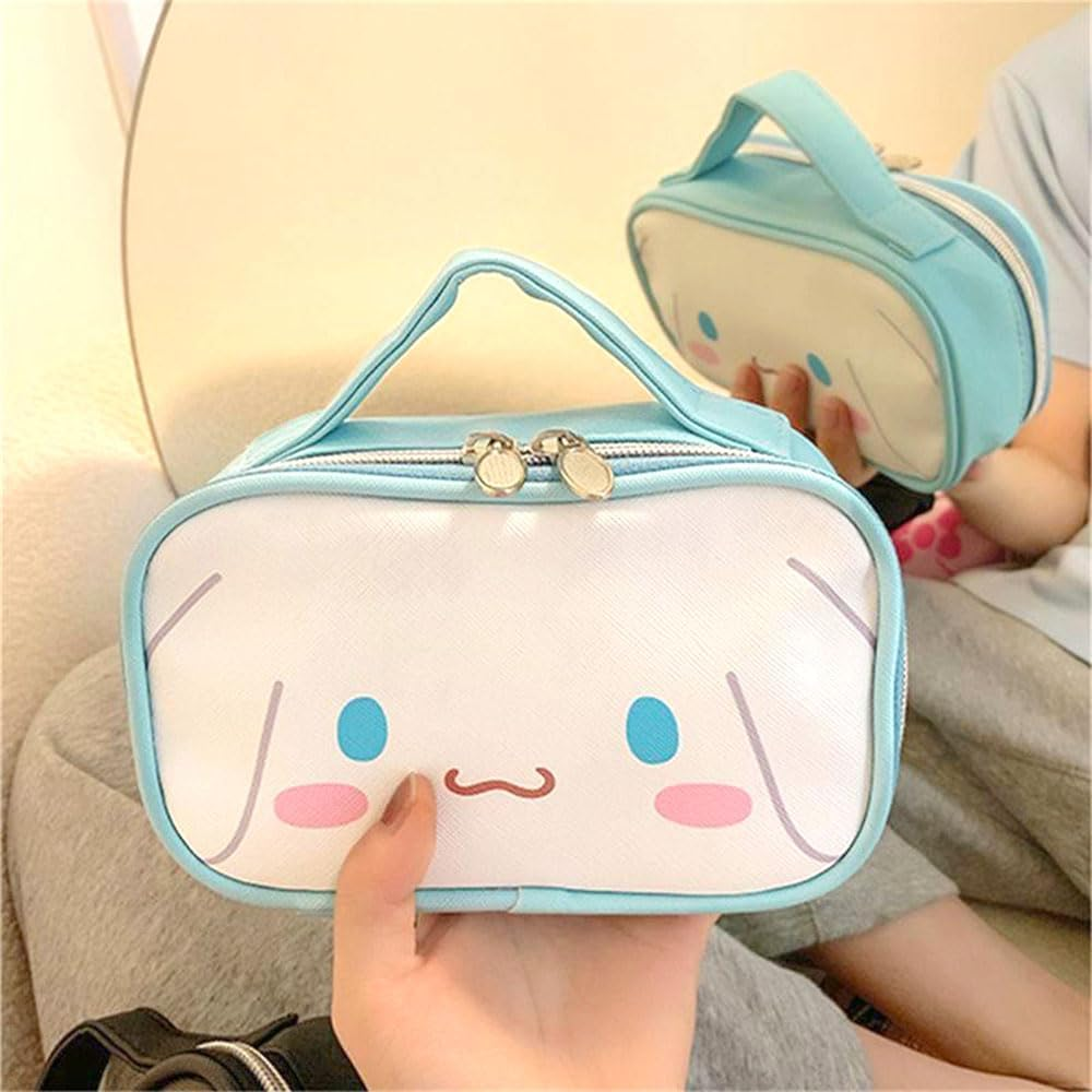 Akutoer Cartoon Cosmetic Bag with Zippe, Blue, Kawaii image number 1