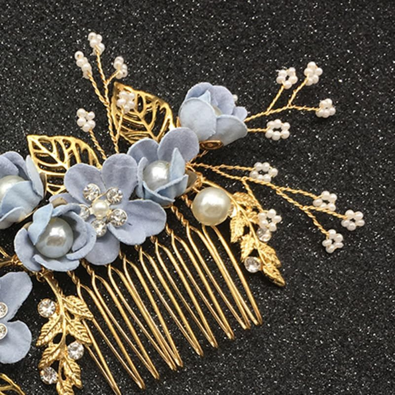 Hemobllo Side Hair Clips with Flowers for the Bride: Alloy Headpiece with Rhinestones and Flowers for Wedding Brides Hair Comb Wedding Prom Birthday Party