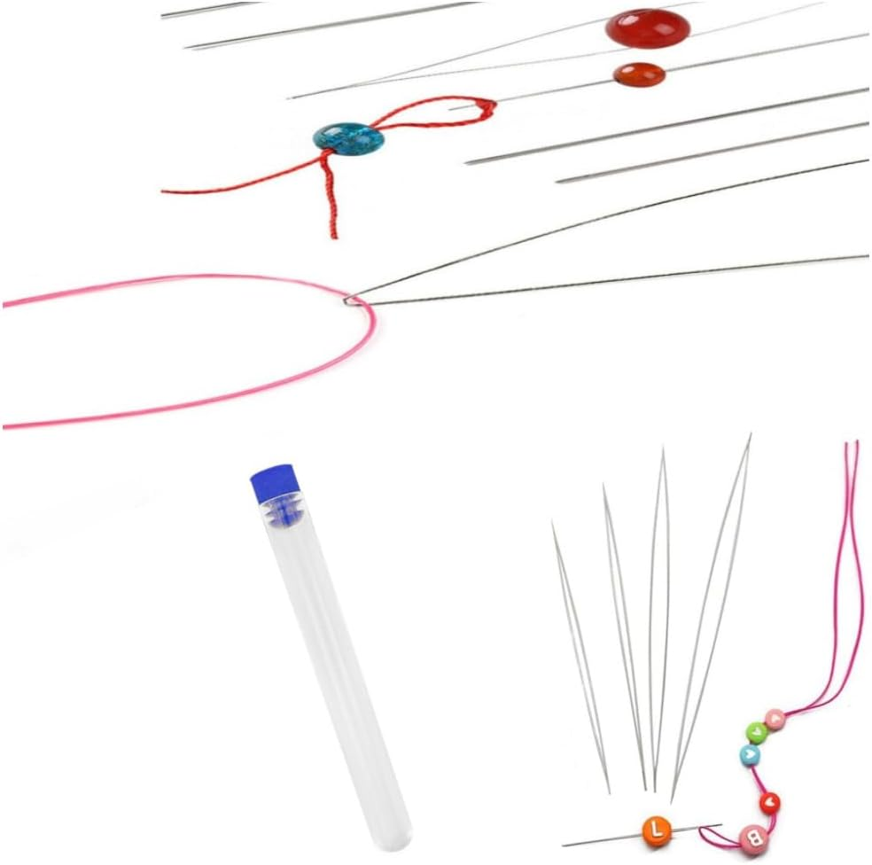 Naisfei 10 Pcs Beading Needles, Seed Beads Needles Big Eye Beading Needles Collapsible Beading Needles Set, Big Eye Beading Needles Easy Threading Tool for Bracelet Jewelry Making Seed Beads DIY