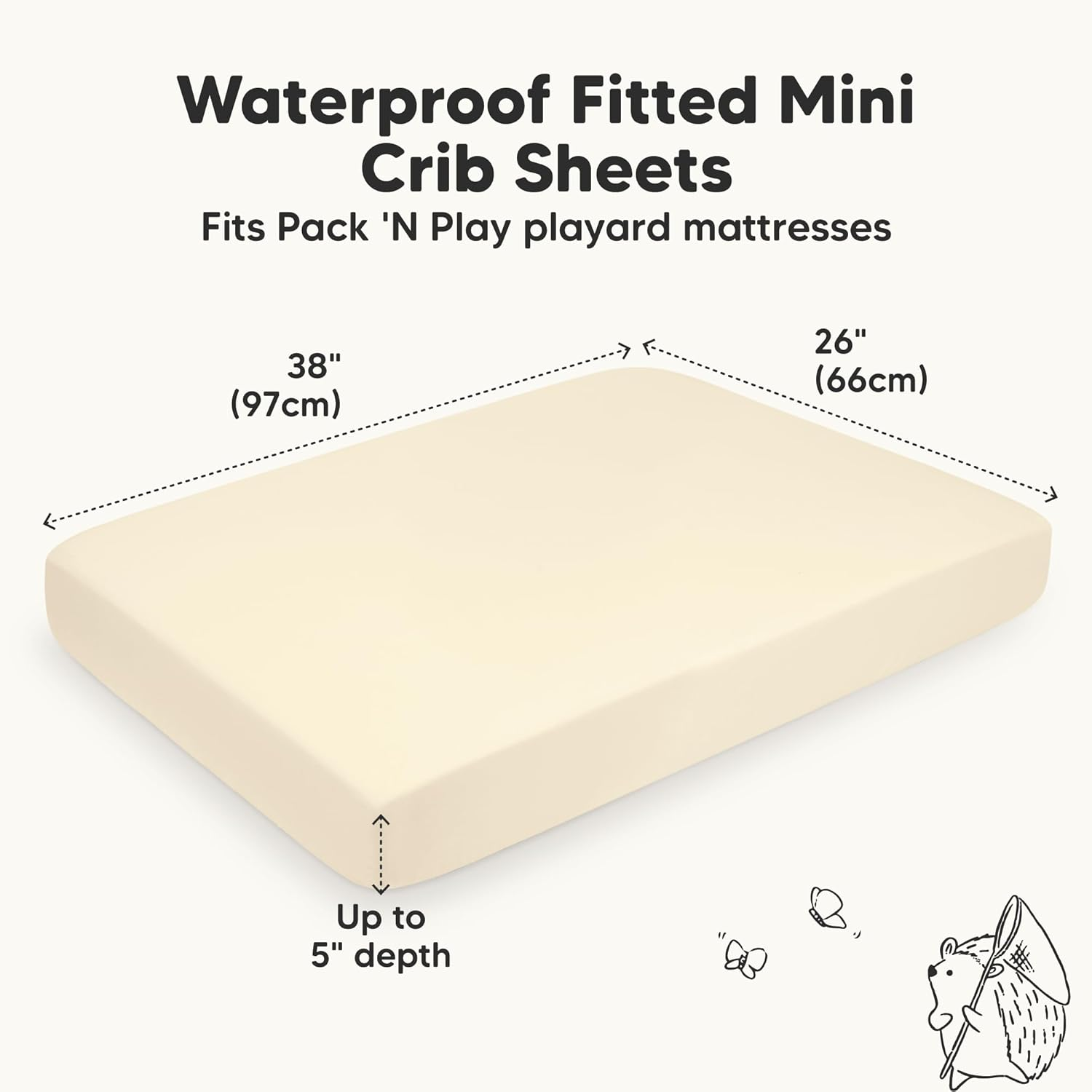 2-Pack Isla [Protect+] Waterproof Mini Crib Sheets (Latte) image number 6