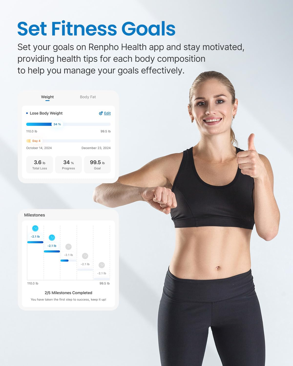 RENPHO Wifi Smart Scales with Body Fat Scale, Bluetooth Personal Scale, Measure Body Fat, Muscle Mass, BMI, Water Content and 13 Body Values, App Sync via Bluetooth or Wifi image number 6
