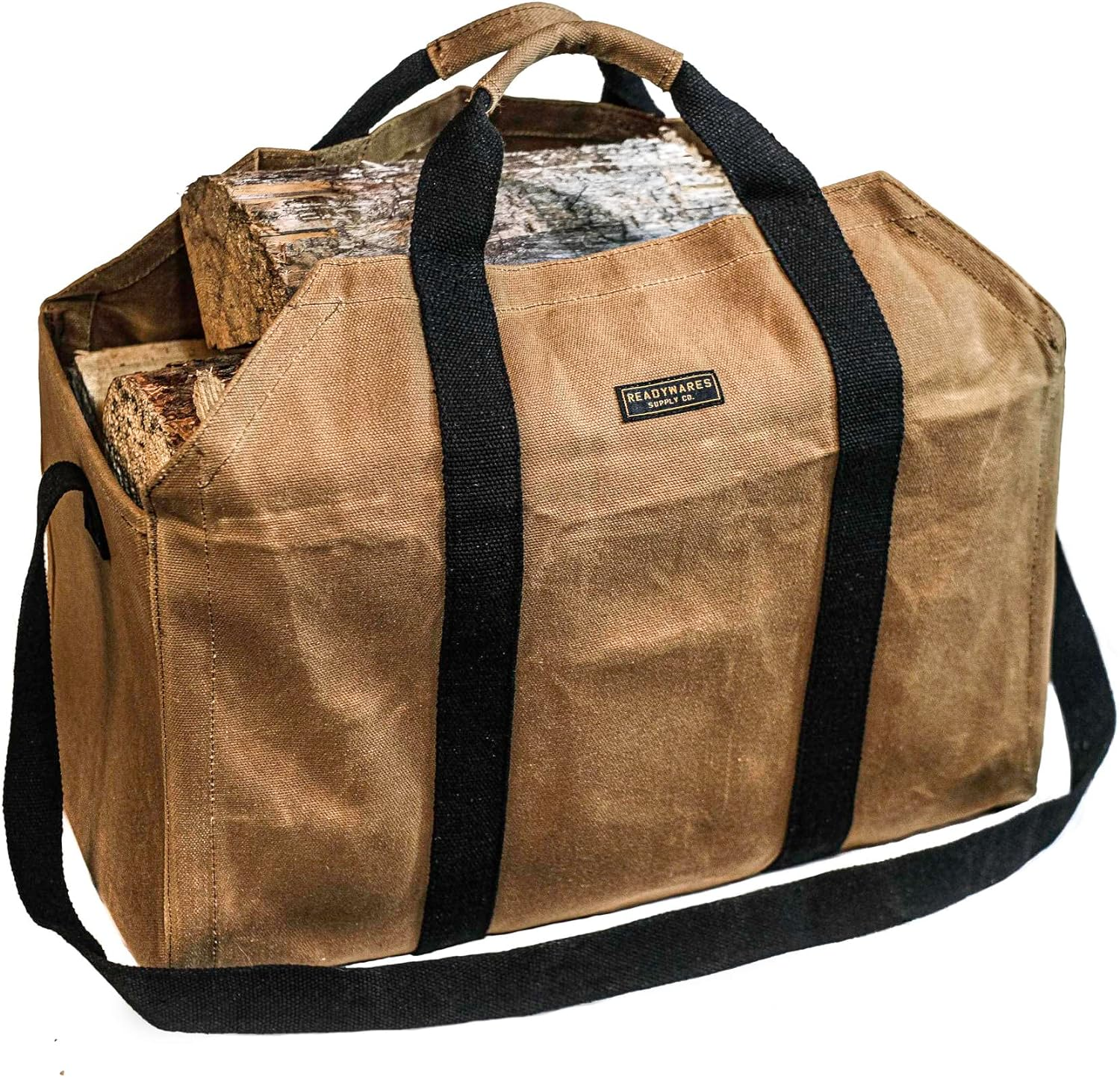 Readywares Waxed Canvas Firewood Carrier, Heavy Dity Firewood Log Carrier, Classic Durable Design