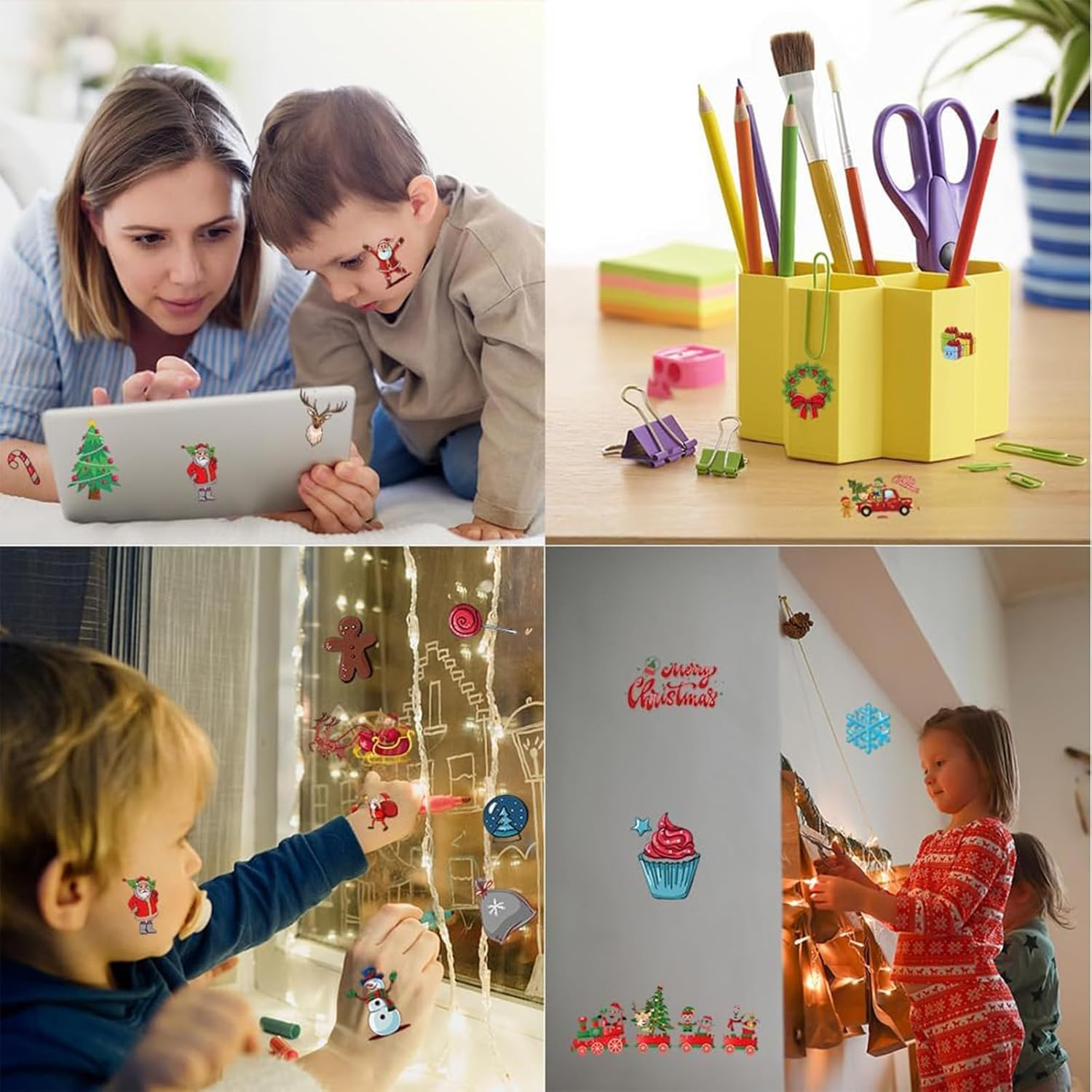 Itadaku 10 Sheets Christmas Temporary Tattoos, Colorful Tattoo Stickers, Fun Festival & Birthday Party Gifts image number 4